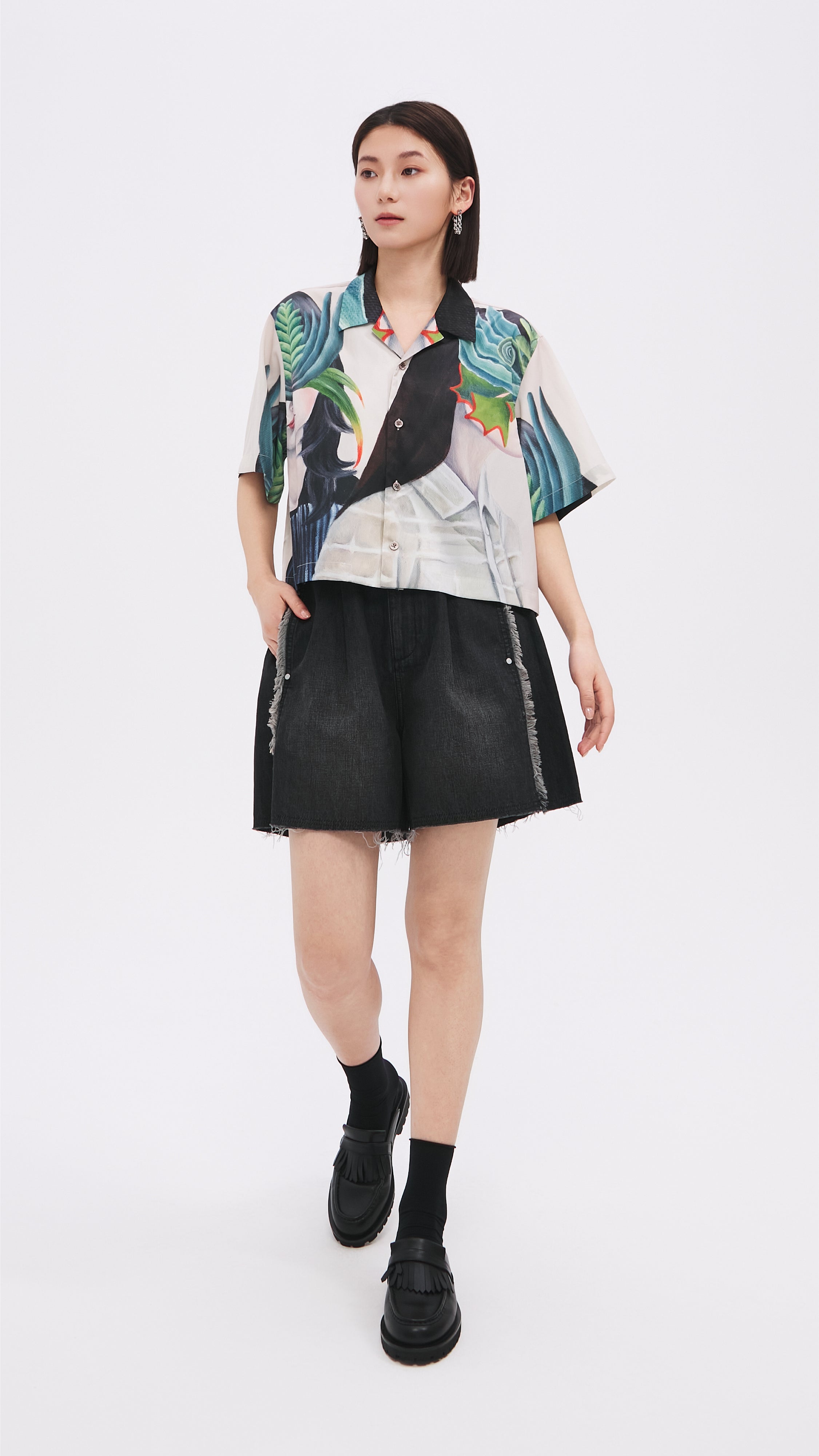 Mariko Enomoto Women's Printed Short Sleeve Shirt - Floral Summer Casual Tops for Beach, Vacation & Everyday Wear