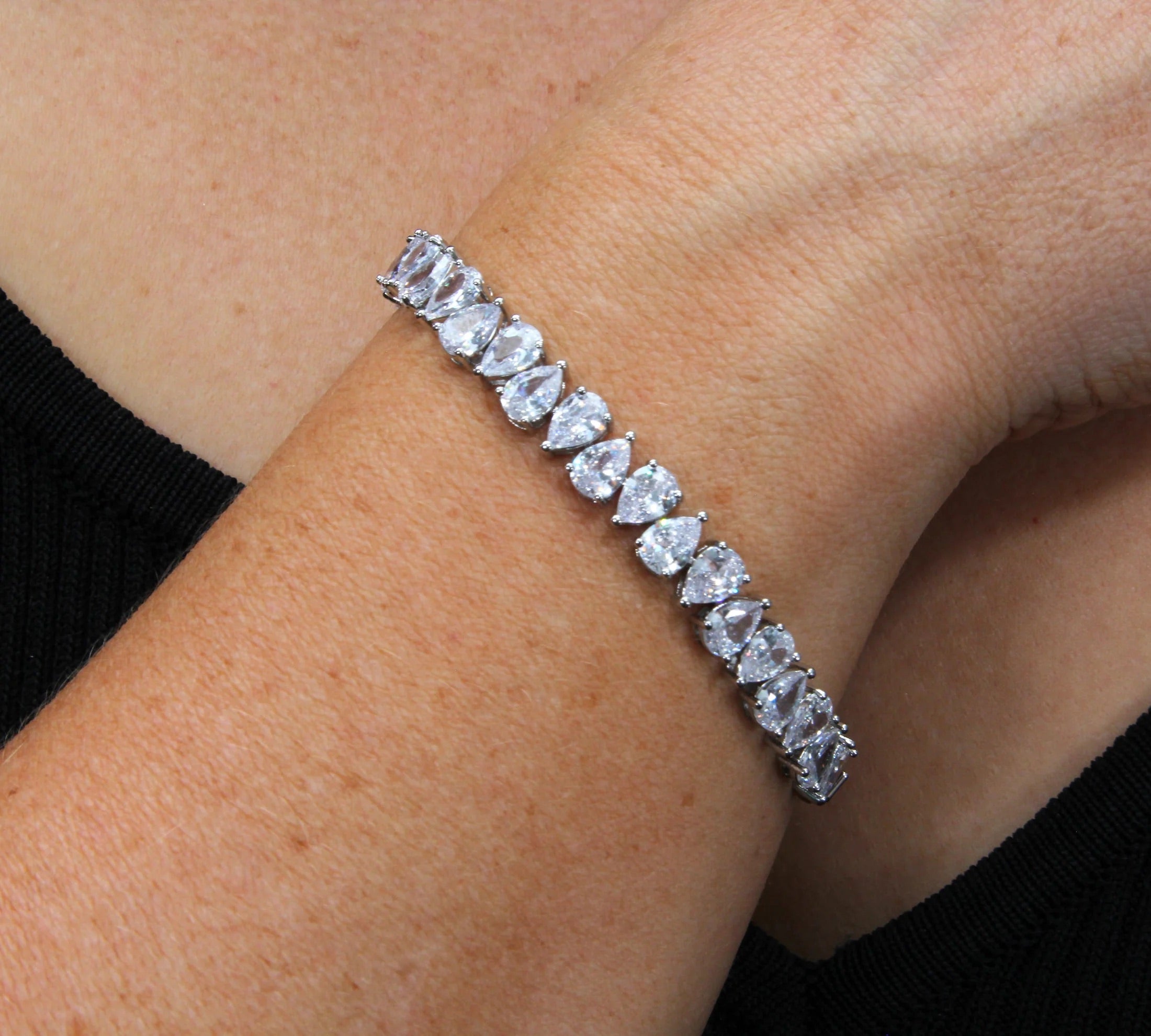 Elegant Silver Tennis Bracelet with Genuine White Zirconia Stones - Perfect for Weddings, Parties & Everyday Luxury Jewelry