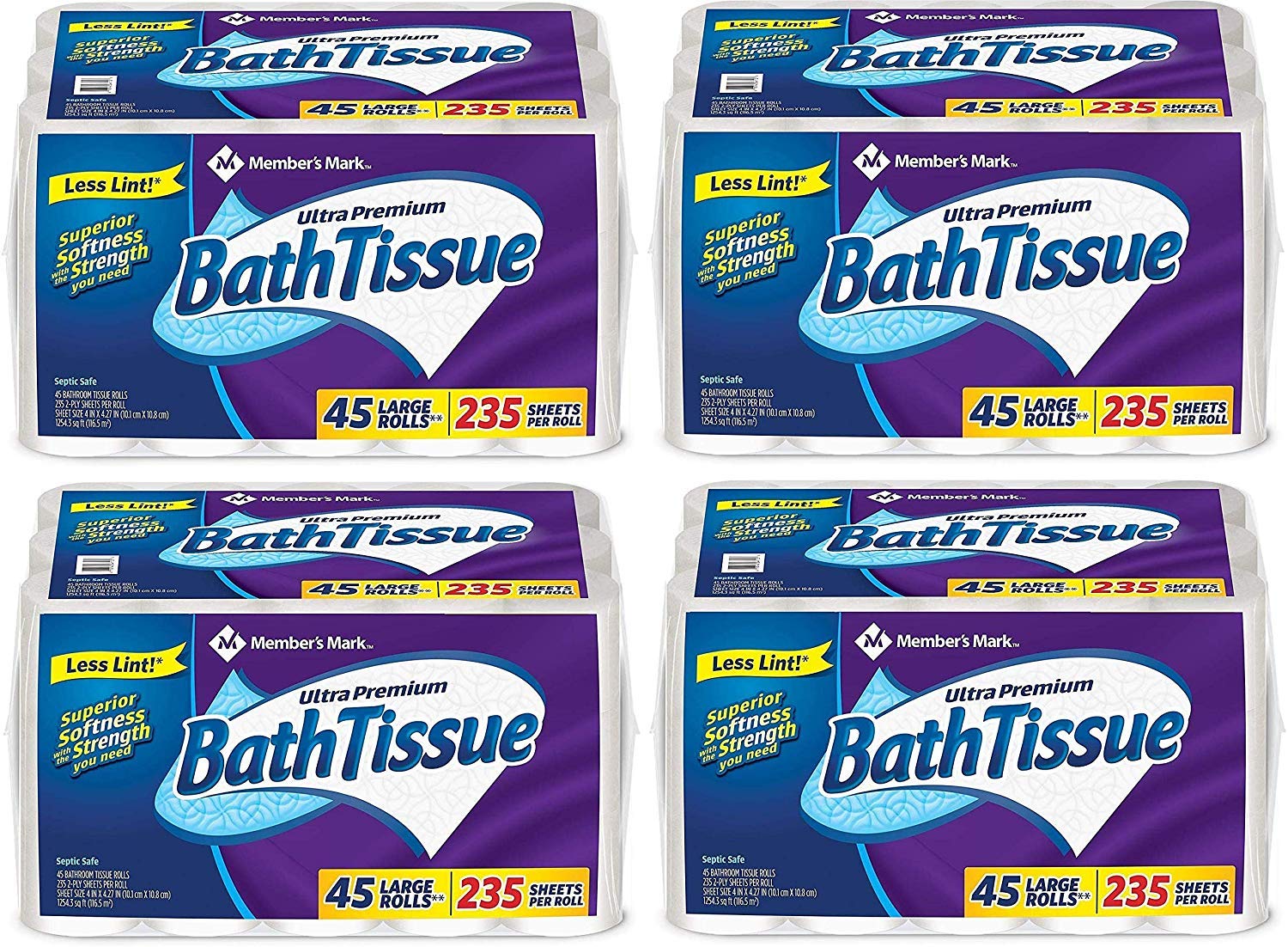 Ultra Premium 2-Ply Bath Tissue - 45 Rolls (232 Sheets per Roll, 4-Pack) | Soft & Strong Toilet Paper for Home, Office & Hospitality Use