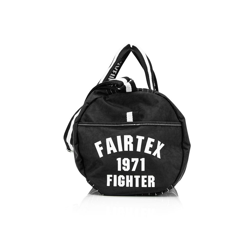 Fairtex BAG9 Retro Style Barrel Bag - Premium Thai Boxing Heavy Gym Bag for Muay Thai & MMA Training (Black) - Perfect for Gym, Martial Arts & Travel Use