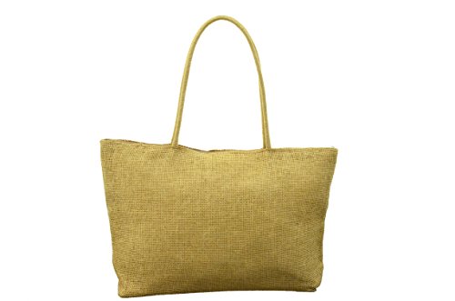 Straw Woven Shoulder Tote Bag - Women's Fashion Beach Shopping Purse for Summer (Tan) | Perfect for Beach Outings, Picnics, and Casual Shopping