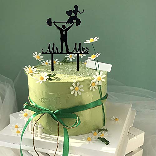 Funny Weightlifting Mr & Mrs Cake Topper - Perfect Wedding Gift for Fitness Couples | Gym-Themed Wedding Decor & Anniversary Present