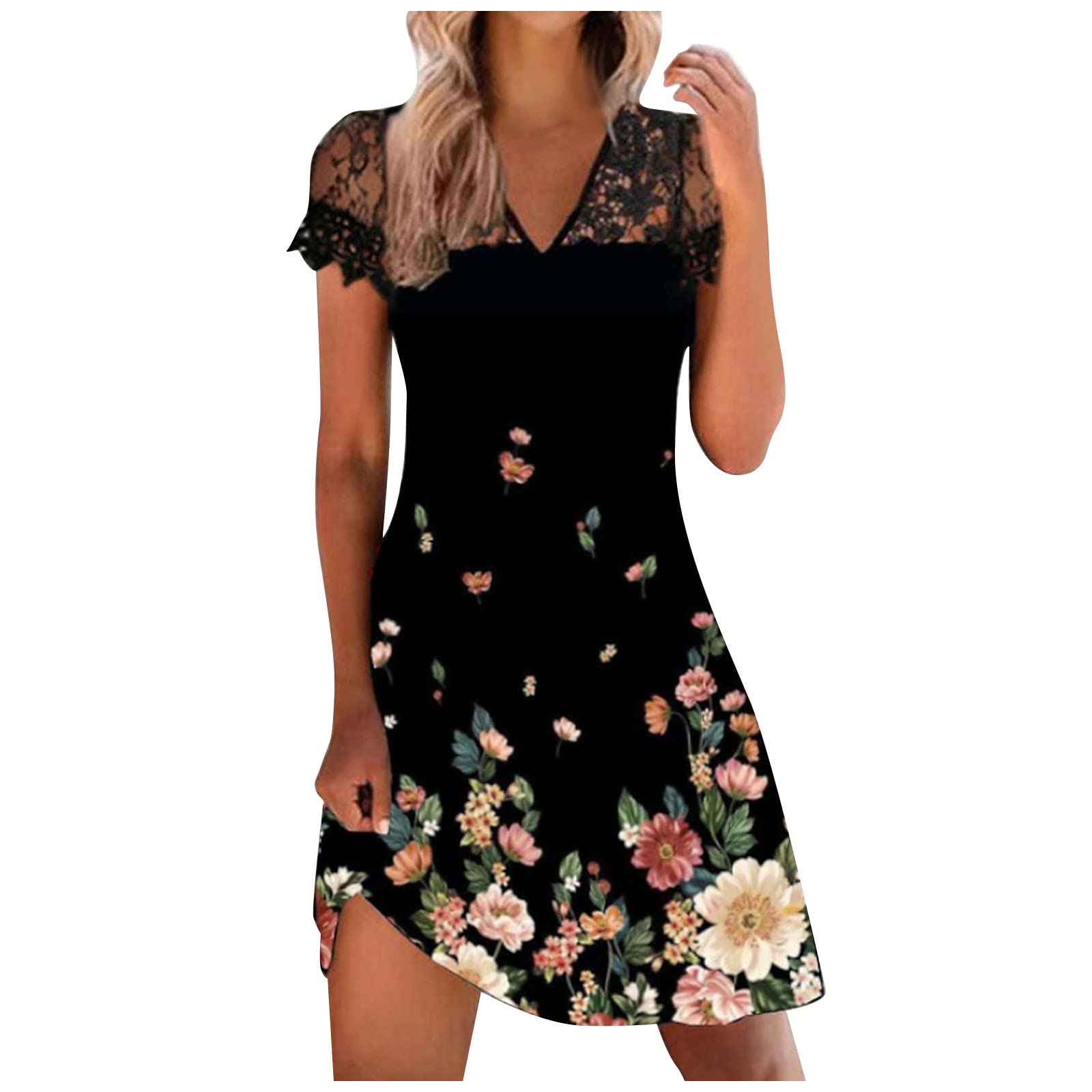 Retro Print Summer Dresses with Pockets - High Waist Crewneck Athletic Dress for Women Plus Size | Casual Wear, Outdoor Activities & Travel Outfits