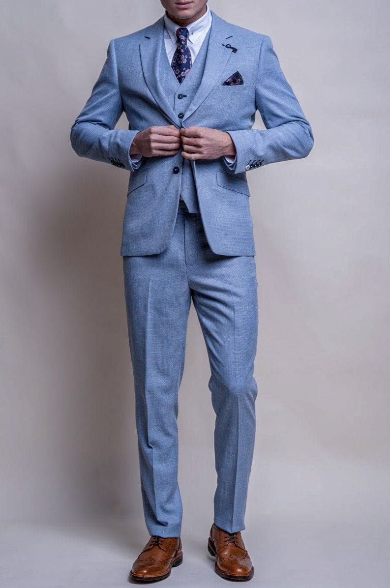 Cavani Miami Men's Sky Blue Dress Pants - Slim Fit Casual Chinos for Office, Business & Formal Wear