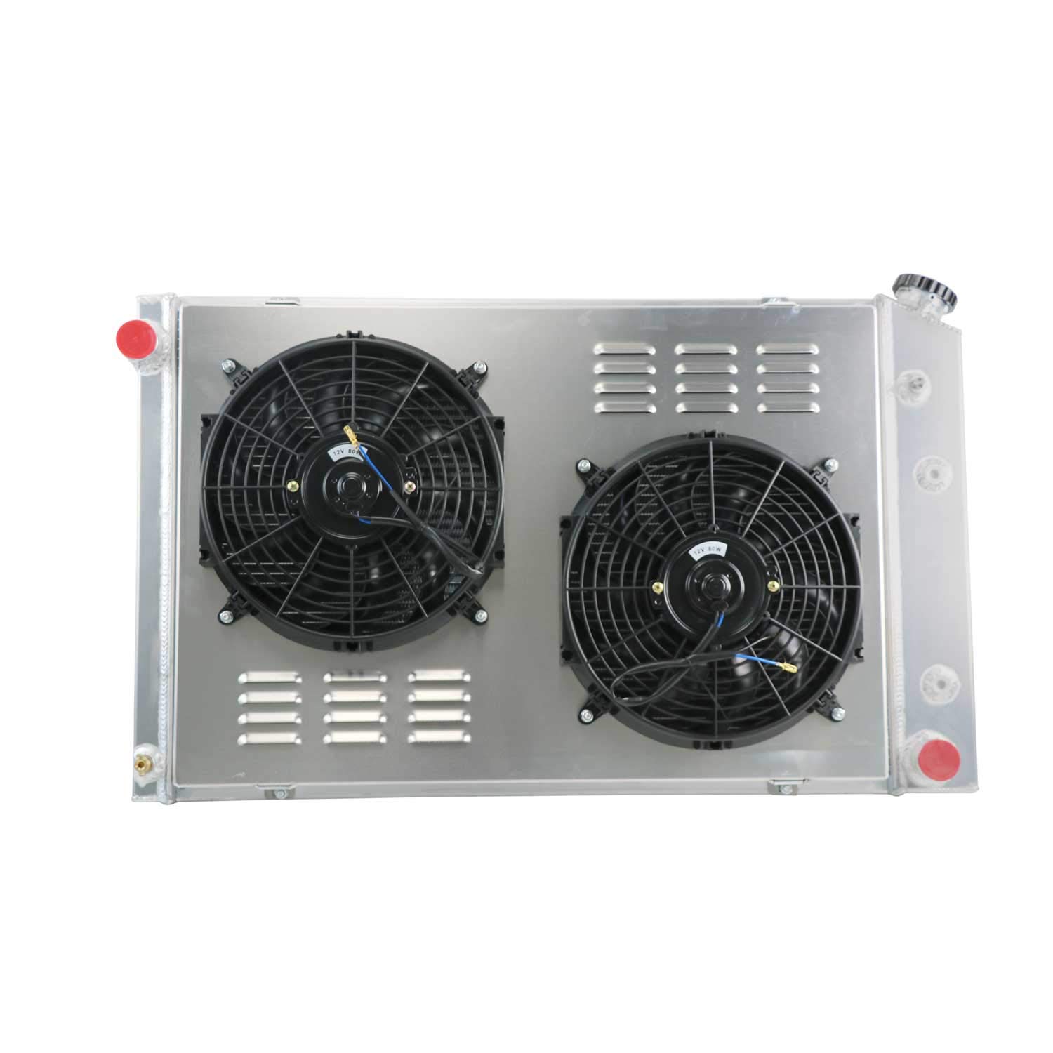 1981-1991 Chevy GMC CK C10 C20 C30 C1500 C2500 C3500 3-Row Aluminum Radiator with Shroud, Fans & Relay Wiring Kit - Heavy Duty Cooling Upgrade for Trucks, Off-Road & Towing