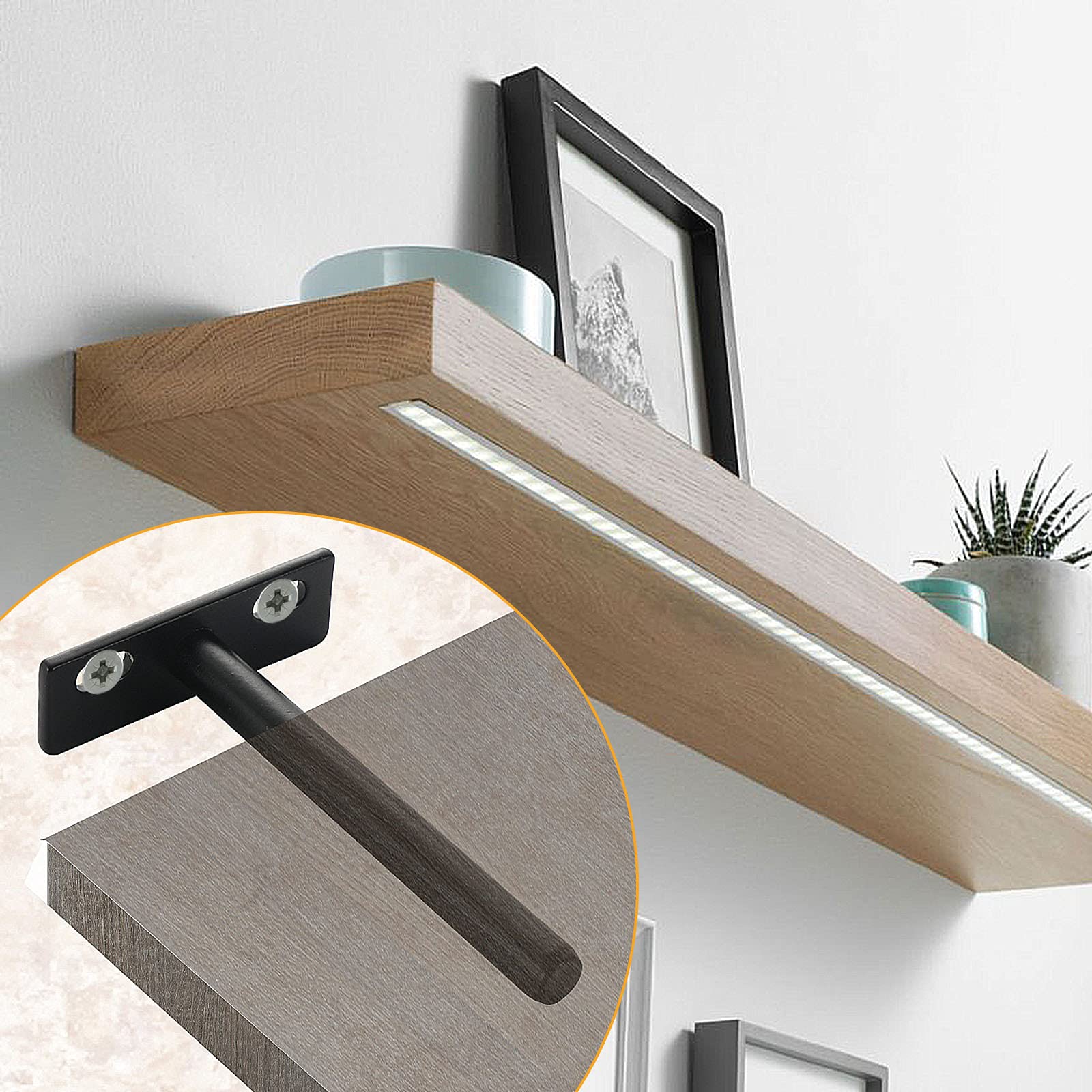 4 Pcs 4 Inch Heavy Duty Floating Shelf Brackets - Hidden Wall Supports for Wood Shelves, Black - Perfect for Home Office, Kitchen, Bathroom & Living Room Storage