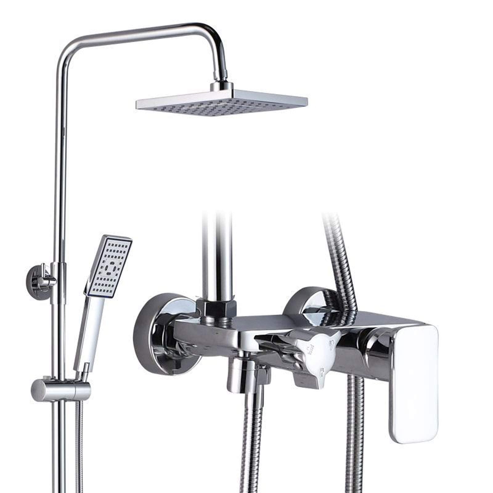 GELISURE Modern Chrome Handheld Shower System - Wall Mounted Adjustable Shower Mixer Set with Overhead Shower Head for Bathroom, Hotel & Spa - Perfect for Relaxing Showers and Luxurious Bathing Experience