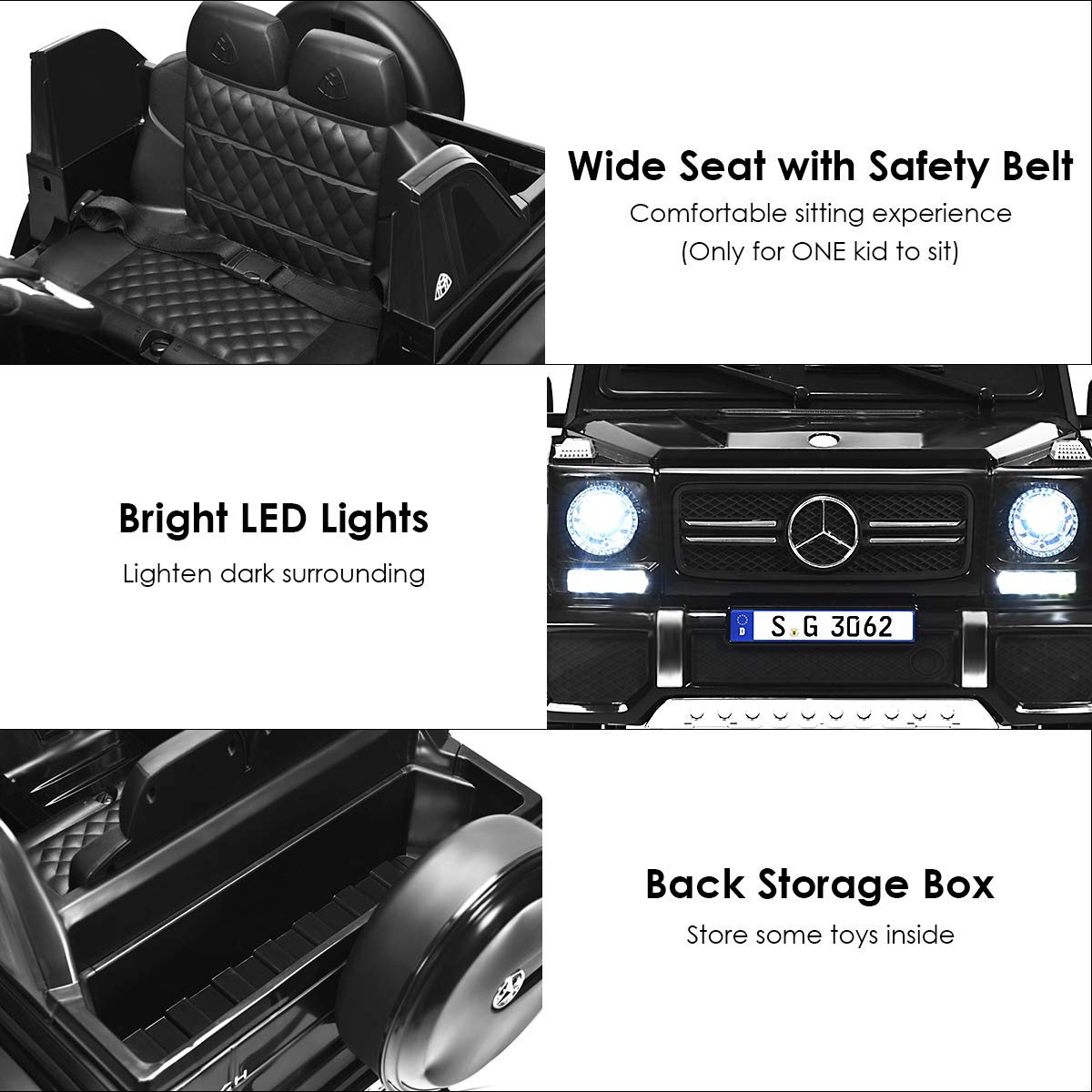 **Costzon 12V Mercedes-Benz Maybach Licensed Kids Ride-On Car - Remote Control Electric Vehicle Toy with 2 Motors, 3 Speeds, LED Lights, Horn, Music & Storage - Perfect for Birthday Gifts & Outdoor Play (Black)**
