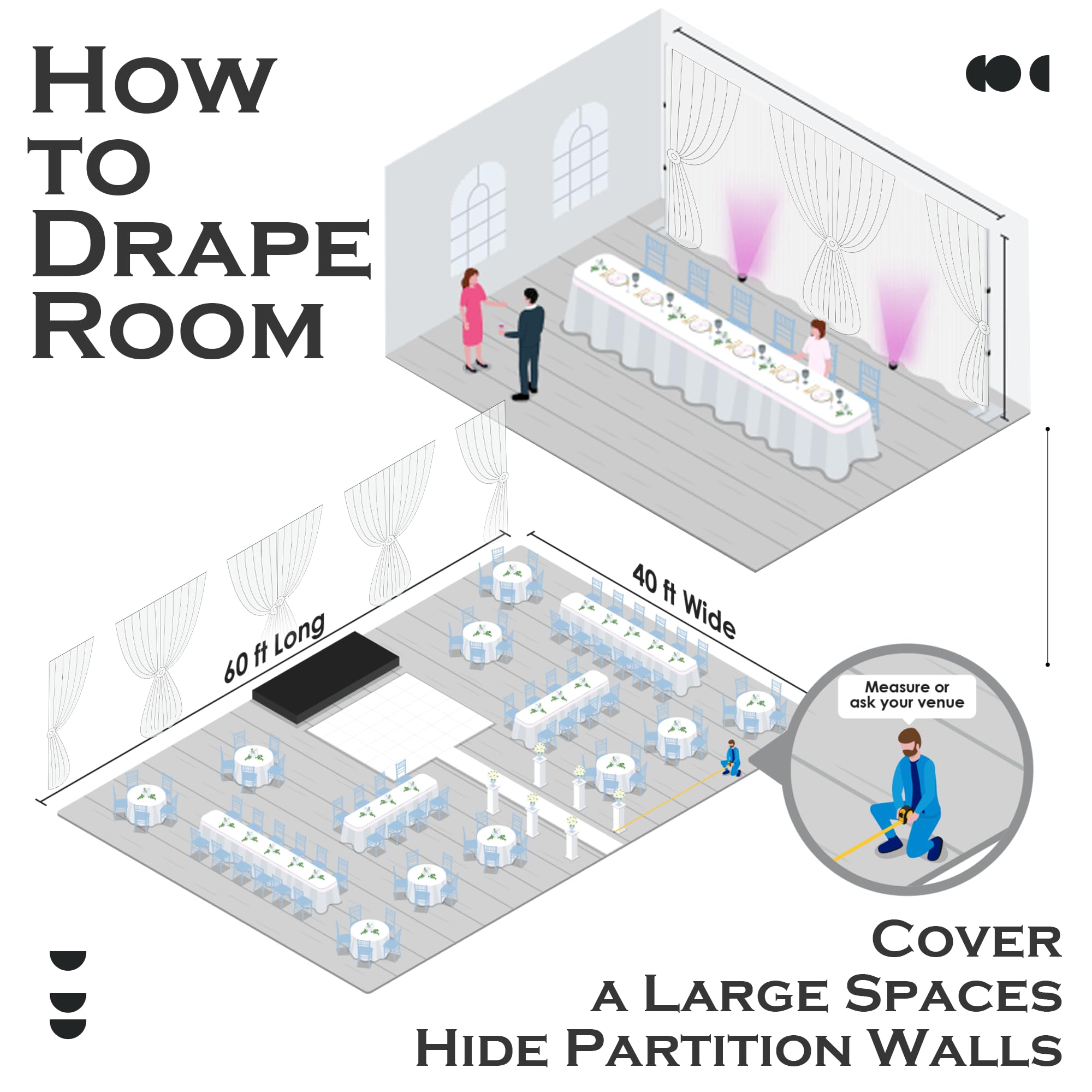 50ft x 15ft White Polyester Photo Backdrop Curtain - Wrinkle-Free Wedding & Birthday Party Photography Background Drapes - Perfect for Indoor Events, Studio Shoots, and Special Occasions