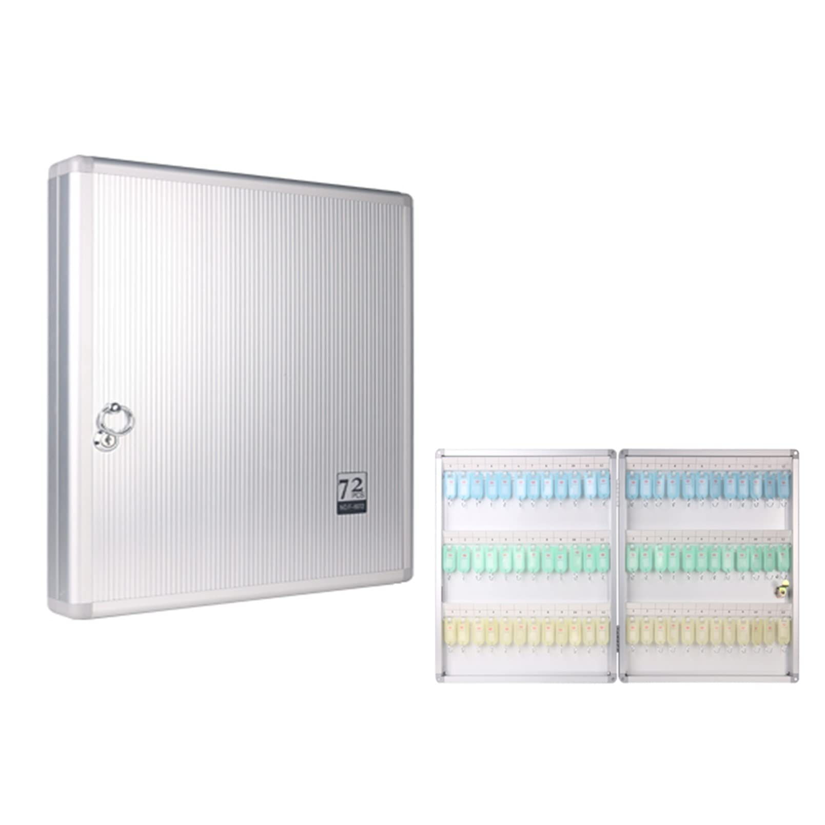 24-120 Key Safe - Heavy Duty Aluminum Alloy Wall Mount Key Storage Box with Lock - Secure Key Cabinet for Real Estate Agents & Property Management (37x5.5x45cm, Silver) - Ideal for Home, Office, Vacation Rental & Commercial Use