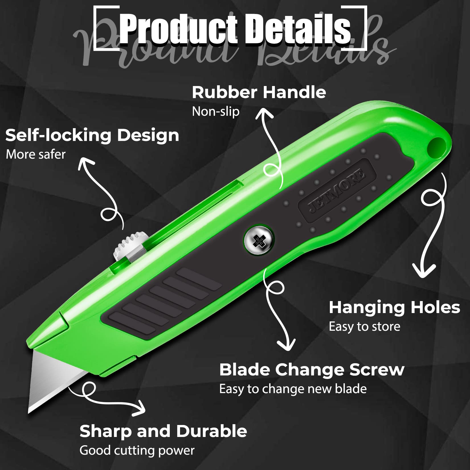 4 Pack Heavy Duty Box Cutter Utility Knife with 10 SK5 Blades - Retractable Razor Knife with Aluminum Shell for Home, Office & Construction - Perfect for Opening Packages, Moving Boxes & DIY Projects