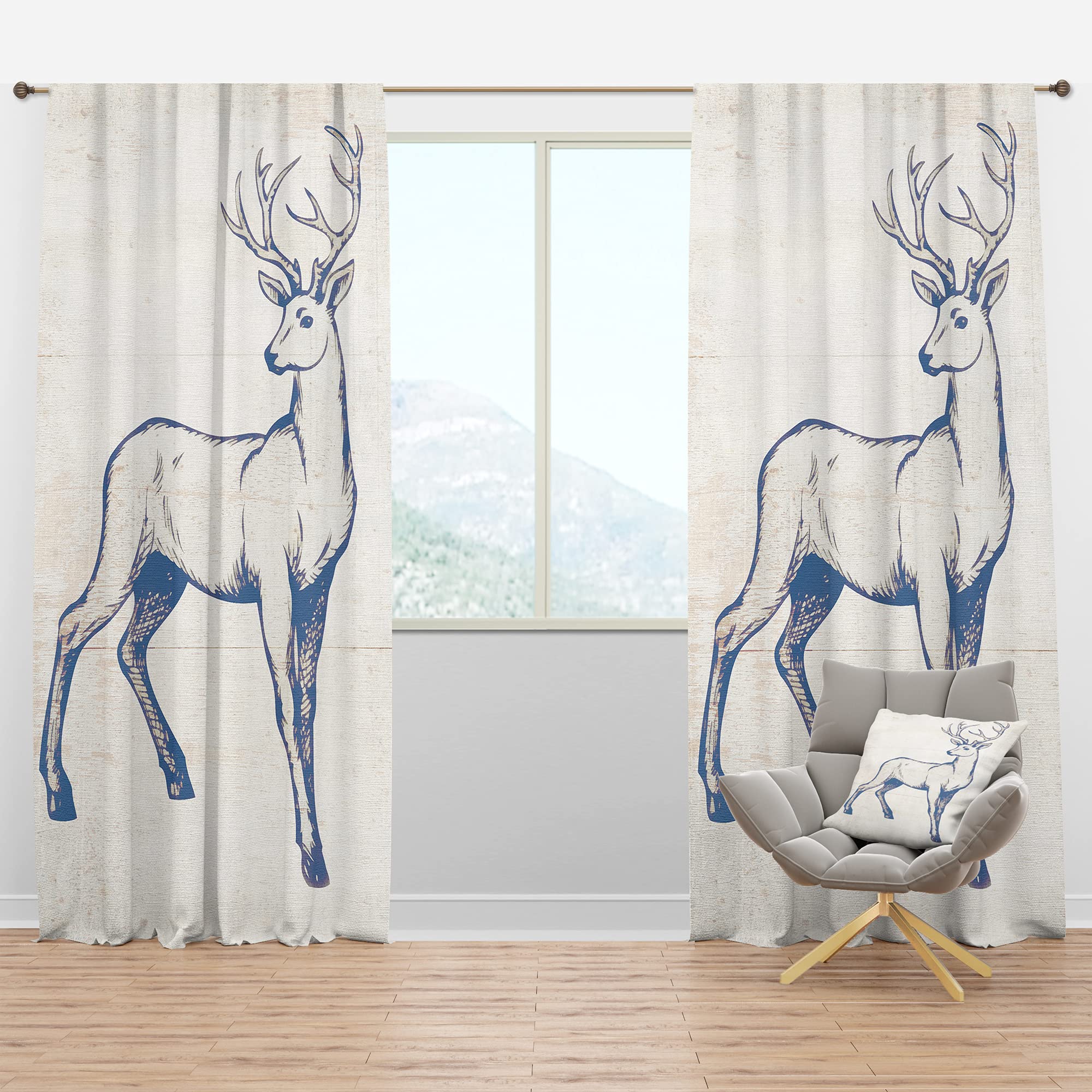 DesignQ Blackout Curtains 'Deer Wild and Beautiful X' - Thermal Insulated Single Panel Window Drapes (52x90 inches) for Bedroom & Living Room - Noise Reducing & Energy Saving Home Decor