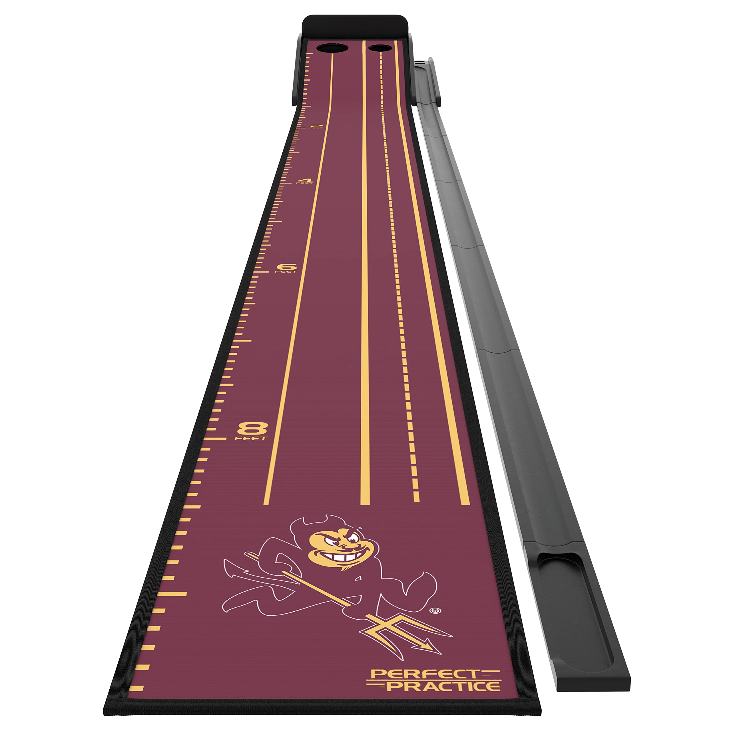 PERFECT PRACTICE Putting Mat Collegiate Edition - Arizona State University Golf Training Aid - Indoor Putting Green with 2 Holes for Home & Office Practice - Ideal Golf Gift for Men & Women - Perfect for Small Spaces, Apartment Golf & Winter Training