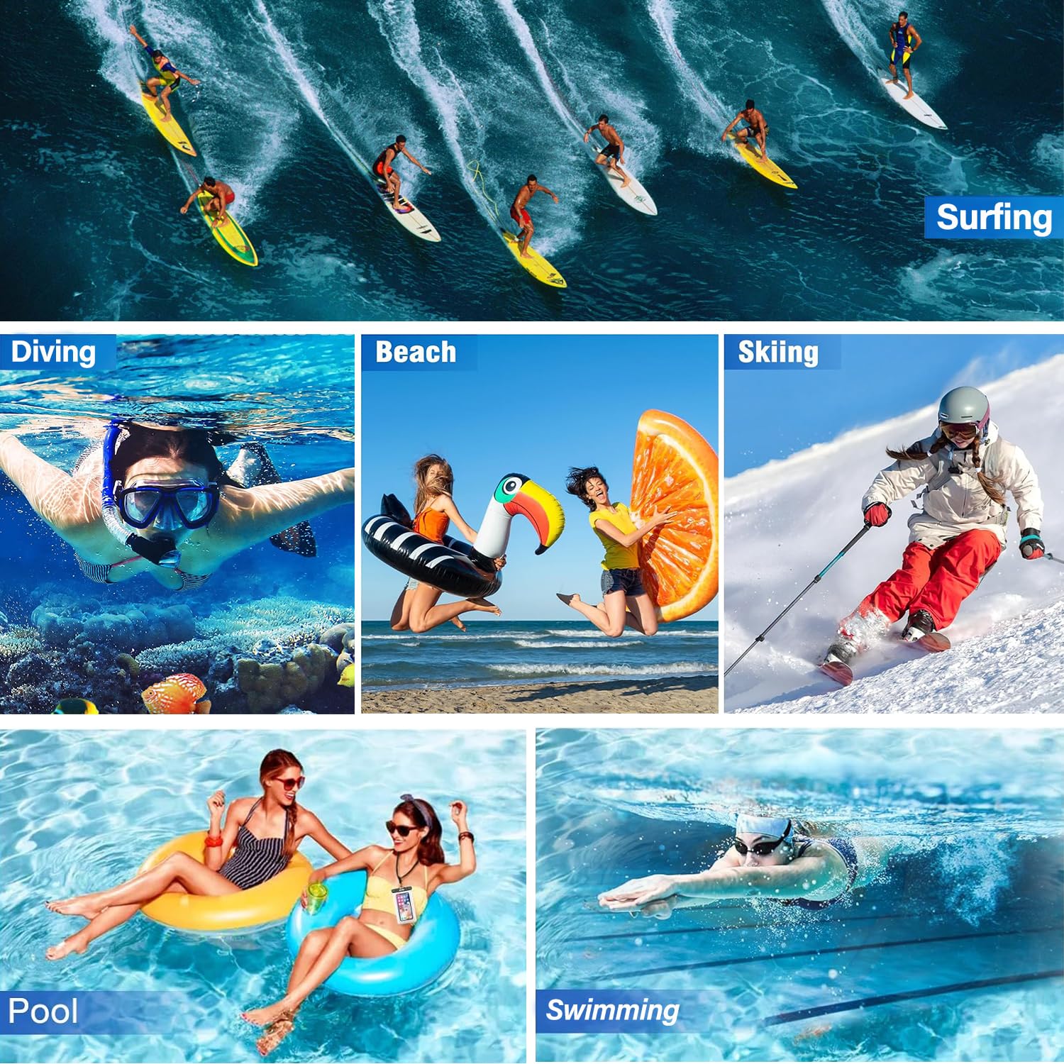 3 Pack IPX8 Waterproof Phone Pouch - Universal Waterproof Dry Bag Case for iPhone 15/14/13/12/11 Pro Max/Plus/XS/XR/X/8 & Galaxy S23/S22/S21/S20 & Pixel (Up to 7.5