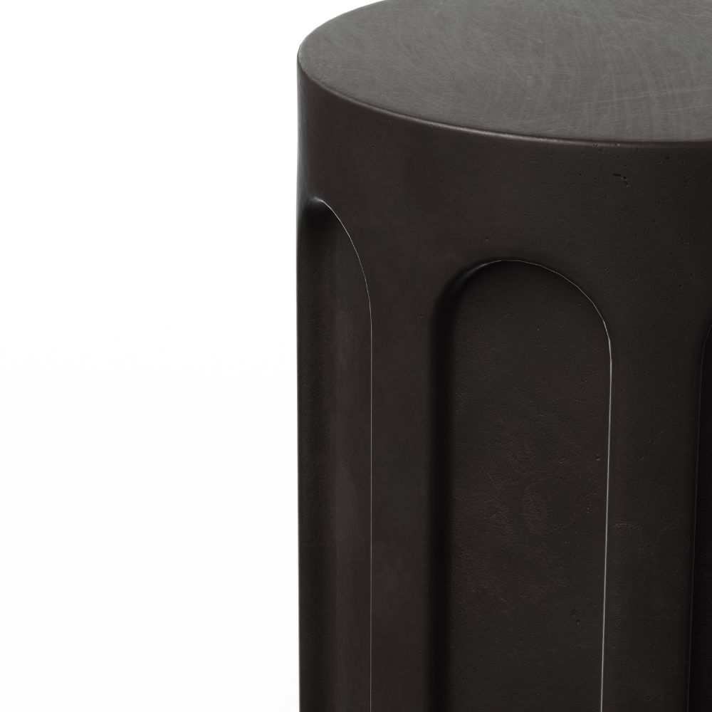 Atlas Outdoor Concrete Round Stool - Durable Garden & Patio Seating for Backyard, Poolside & Fire Pit Areas - Weather-Resistant Modern Design