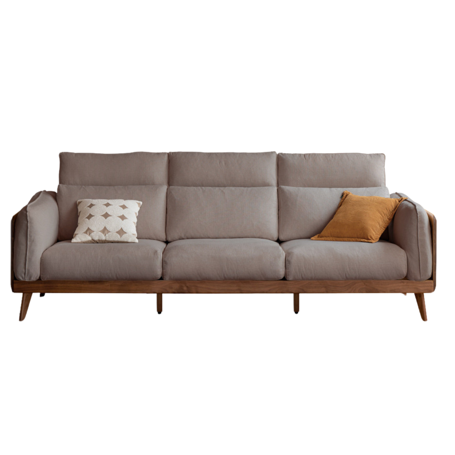 Premium Black Walnut & Ash Solid Wood Genuine Leather Down Sofa - Luxury Handcrafted Couch for Living Room, Lounge & Office Comfort