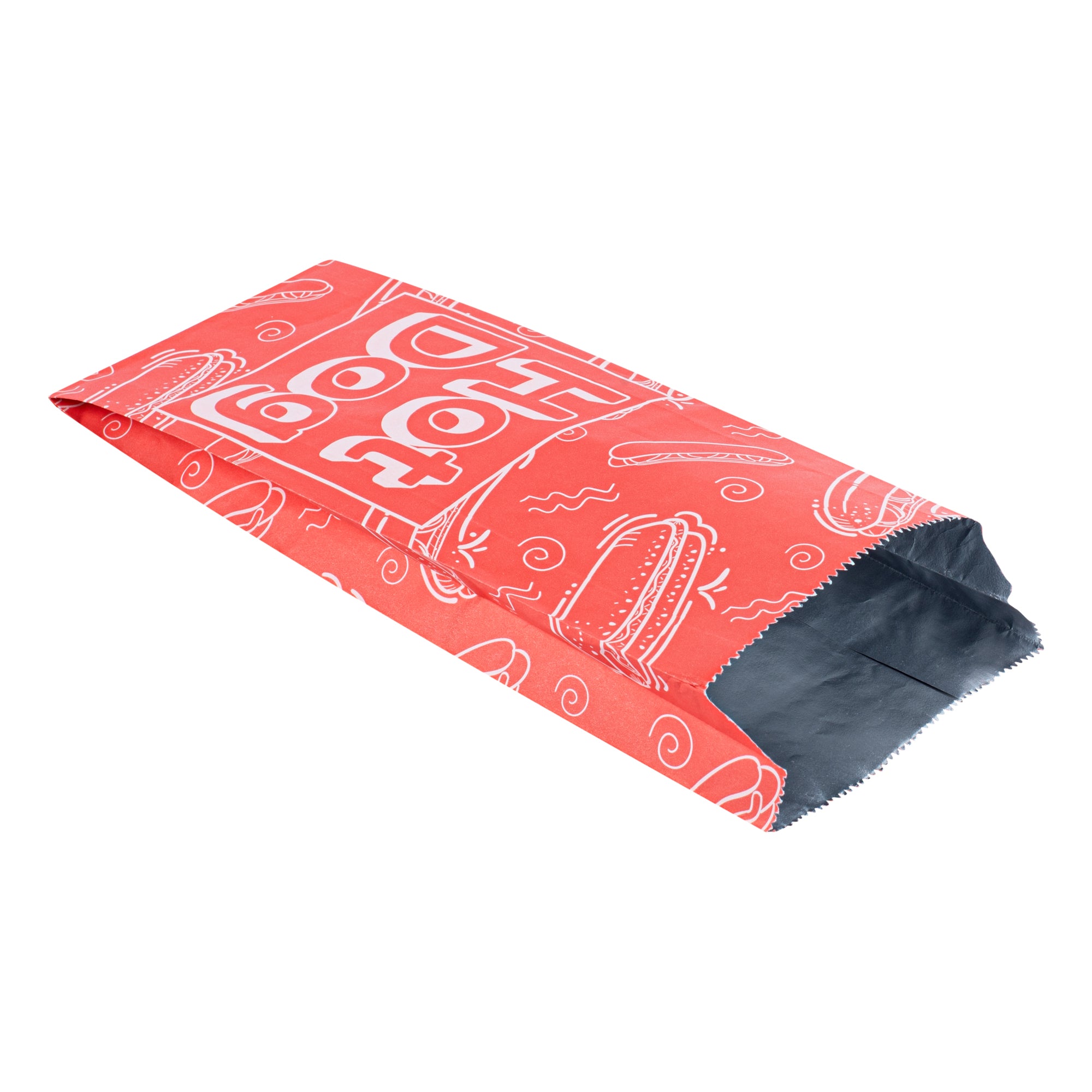 Red Printed Small Hot Dog Foil Bags - 3.75