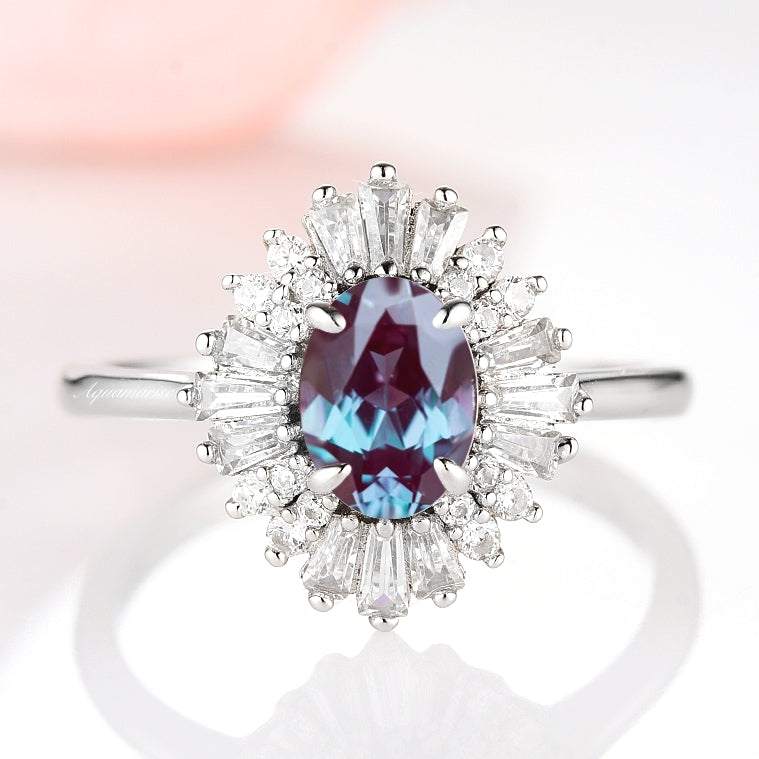Victoria Alexandrite Ring Sterling Silver - Elegant Color Changing Gemstone Jewelry for Women | Perfect for Weddings, Anniversaries & Special Occasions