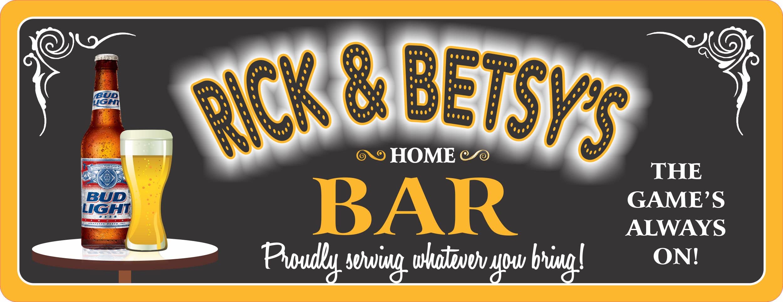 Custom Sports Bar Sign with Your Name & Team Colors - Personalized Pub Tavern Decor for Home, Basement & Man Cave | Perfect for Game Nights & Sports Themed Parties