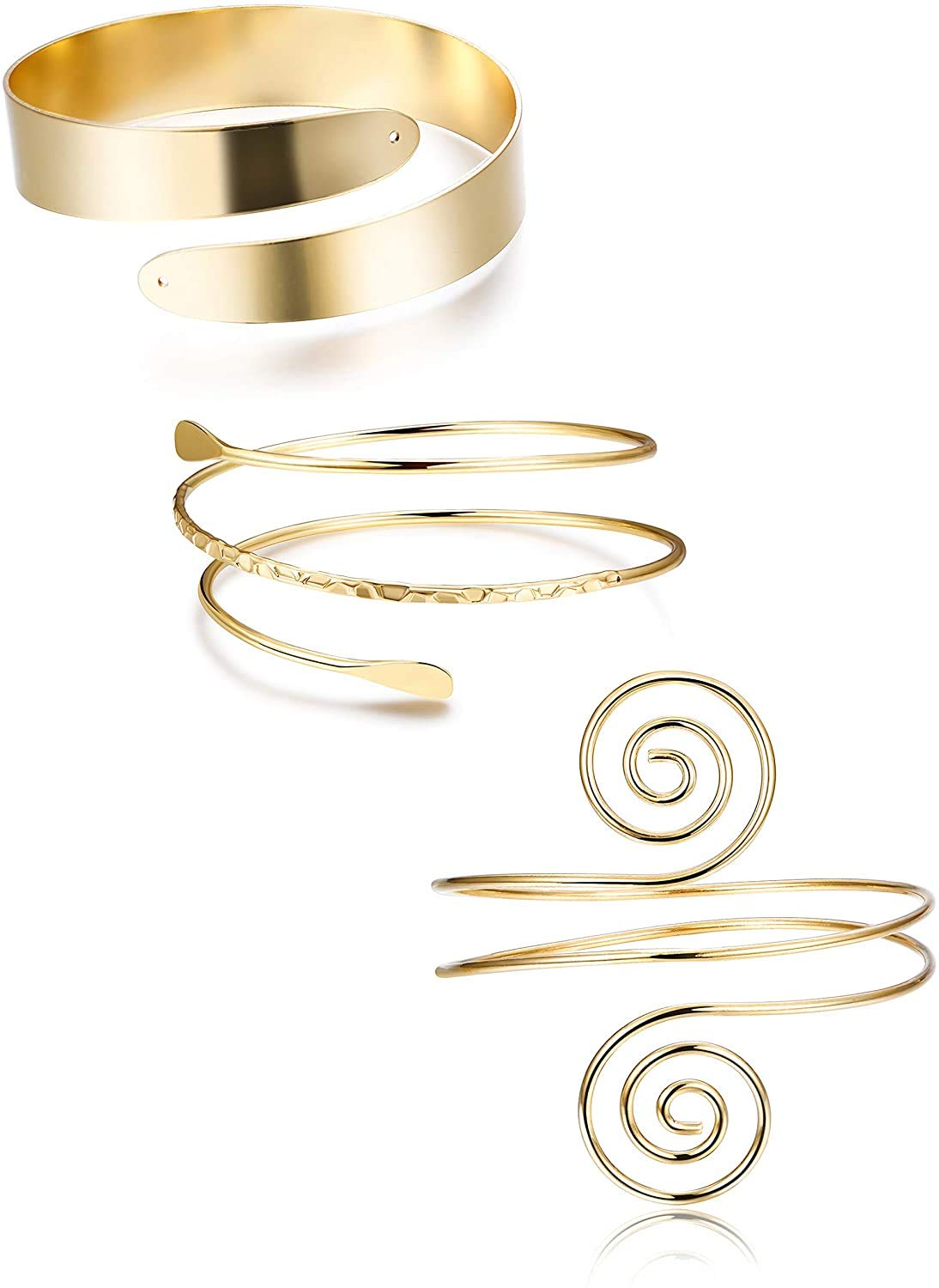 YADOCA 3-Piece Adjustable Upper Arm Bracelet Set - Elegant Filigree Swirl Leaf Armband Cuff for Women & Girls | Boho Chic Jewelry for Parties, Weddings & Festival Fashion Accessories