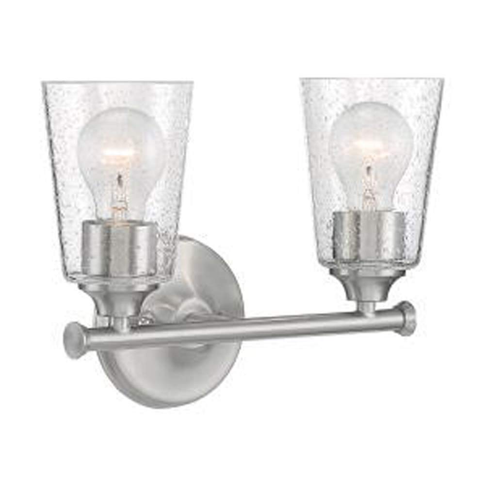 NUVO 60/7182 Bransel 2-Light Bathroom Vanity Light Fixture, Brushed Nickel Finish - Perfect for Modern Bathroom, Powder Room & Dressing Room Lighting