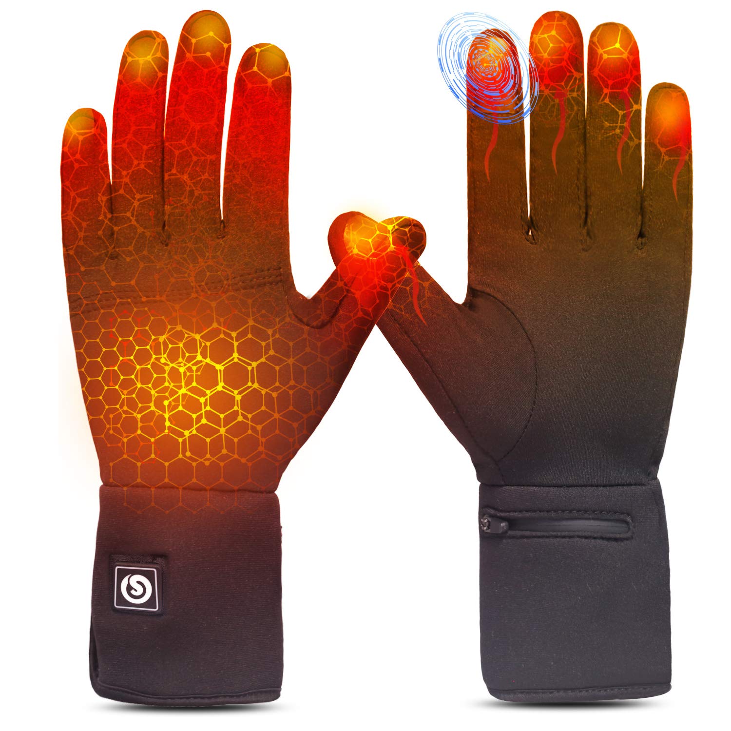 Rechargeable Heated Gloves for Men & Women - Battery Powered Electric Hand Warmers for Skiing, Snowboarding, Hiking, Cycling & Hunting | Thin Thermal Glove Liners for Cold Weather Outdoor Activities