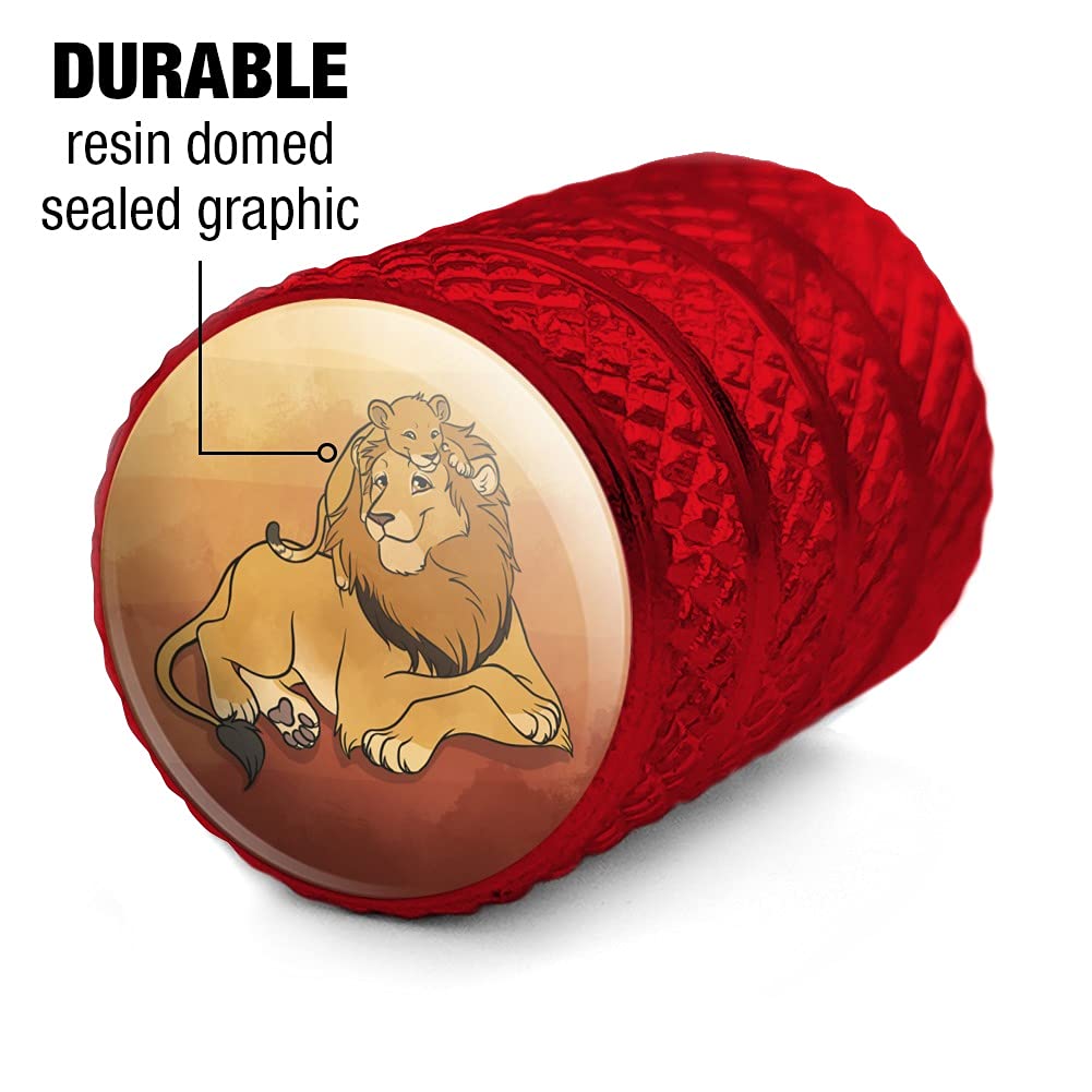 Dad Lion and Cub Motorcycle & Bicycle Valve Stem Caps - Durable Aluminum Wheel Rim Tire Accessories for Bikers - Perfect for Customizing Motorcycles, Bikes & Scooters