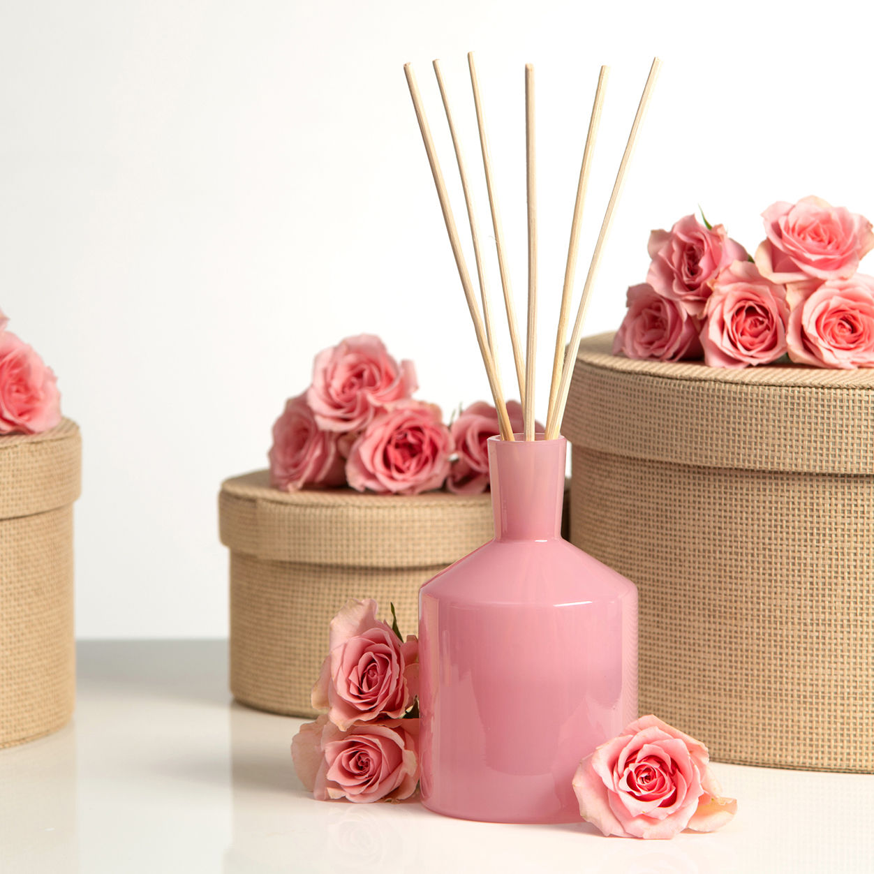 Blush Rose Reed Diffuser - Elegant Home Fragrance Oil Diffuser with Natural Rattan Reeds | Perfect for Living Room, Bedroom & Bathroom Aromatherapy