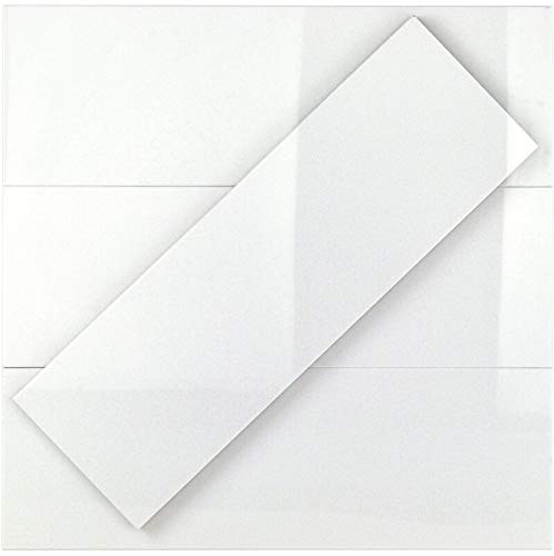 Pure White Glossy Ceramic Subway Tile - 6x18 Inch Backsplash & Bathroom Wall Tile | Vogue Brand Italian Design (10 Sq Ft Box) - Perfect for Kitchen, Shower, and Modern Home Decor