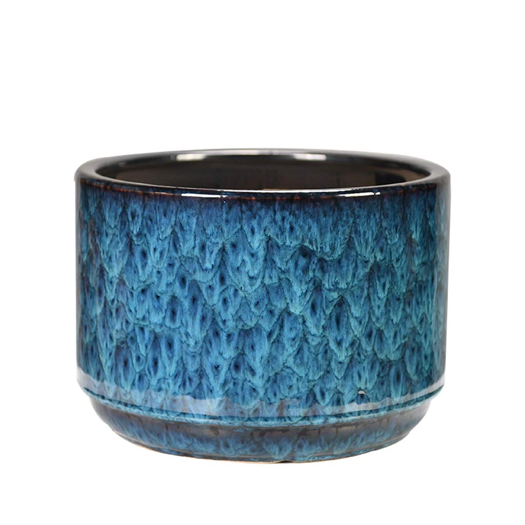Blue Ceramic Bonsai Pot - Large Succulent & Flower Planter for Indoor Table Decor and Outdoor Garden - Perfect for Home, Office, and Patio Plant Display