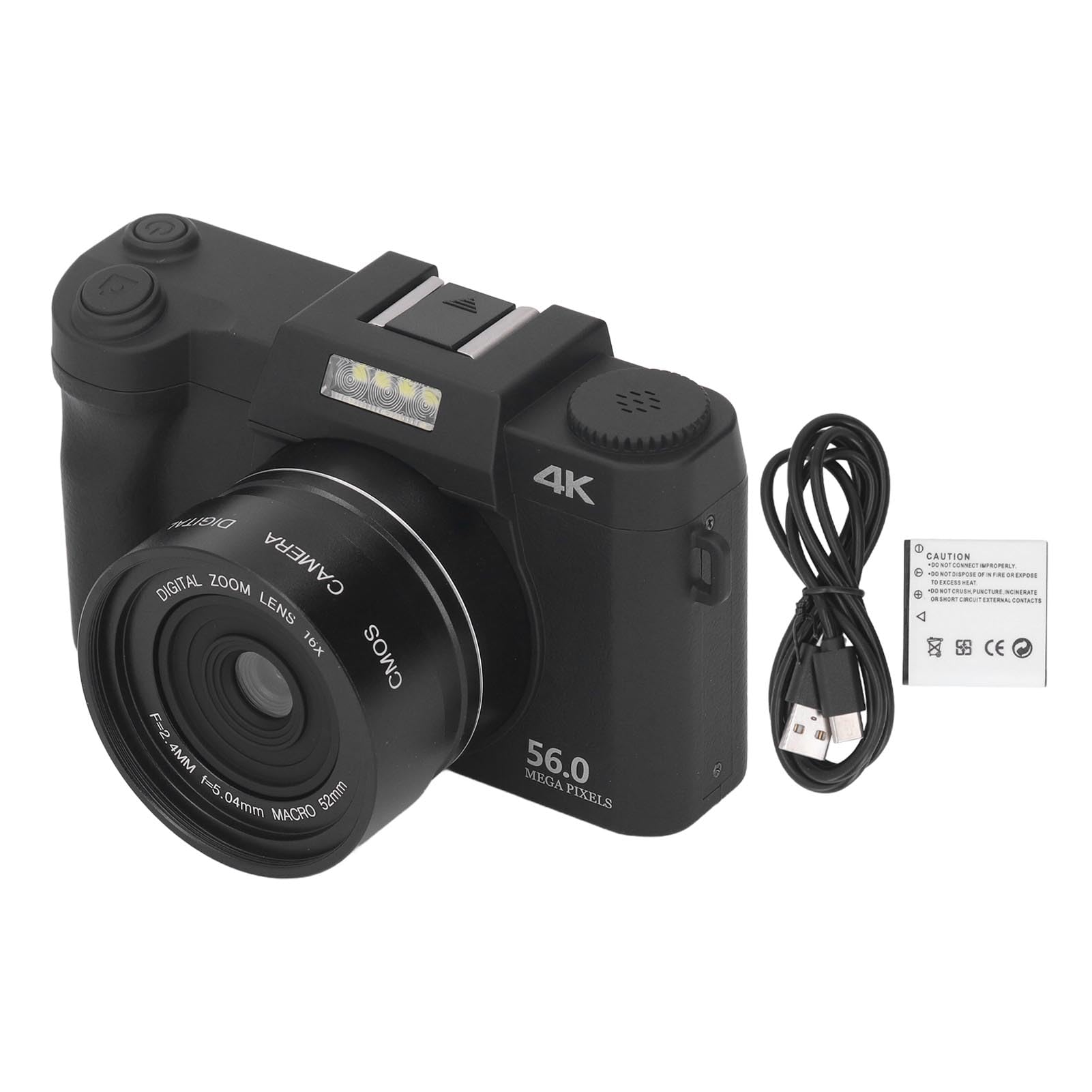 4K Digital Camera with 3.0 Inch IPS Screen - 56MP Vlogging Camera with 16x Digital Zoom, Autofocus & WiFi Connectivity | Hot Shoe Interface, Built-in Fill Light & 1500mAh Battery for YouTube, Travel & Selfie Photography
