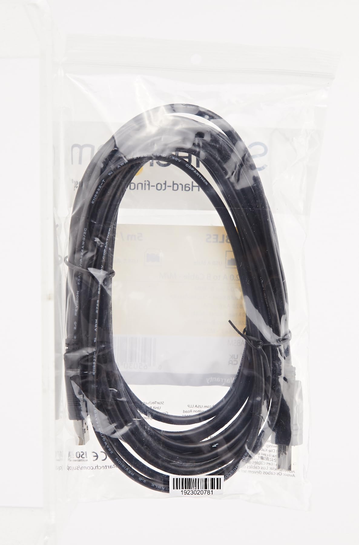 StarTech.com 5m USB 2.0 A to B Cable - High Speed USB Printer Cable for HP, Epson, Canon Printers - 5 Meter USB 2.0 Male to Male Cable (USB2HAB5M) - Black - Perfect for Office, Home Printing & Device Connectivity