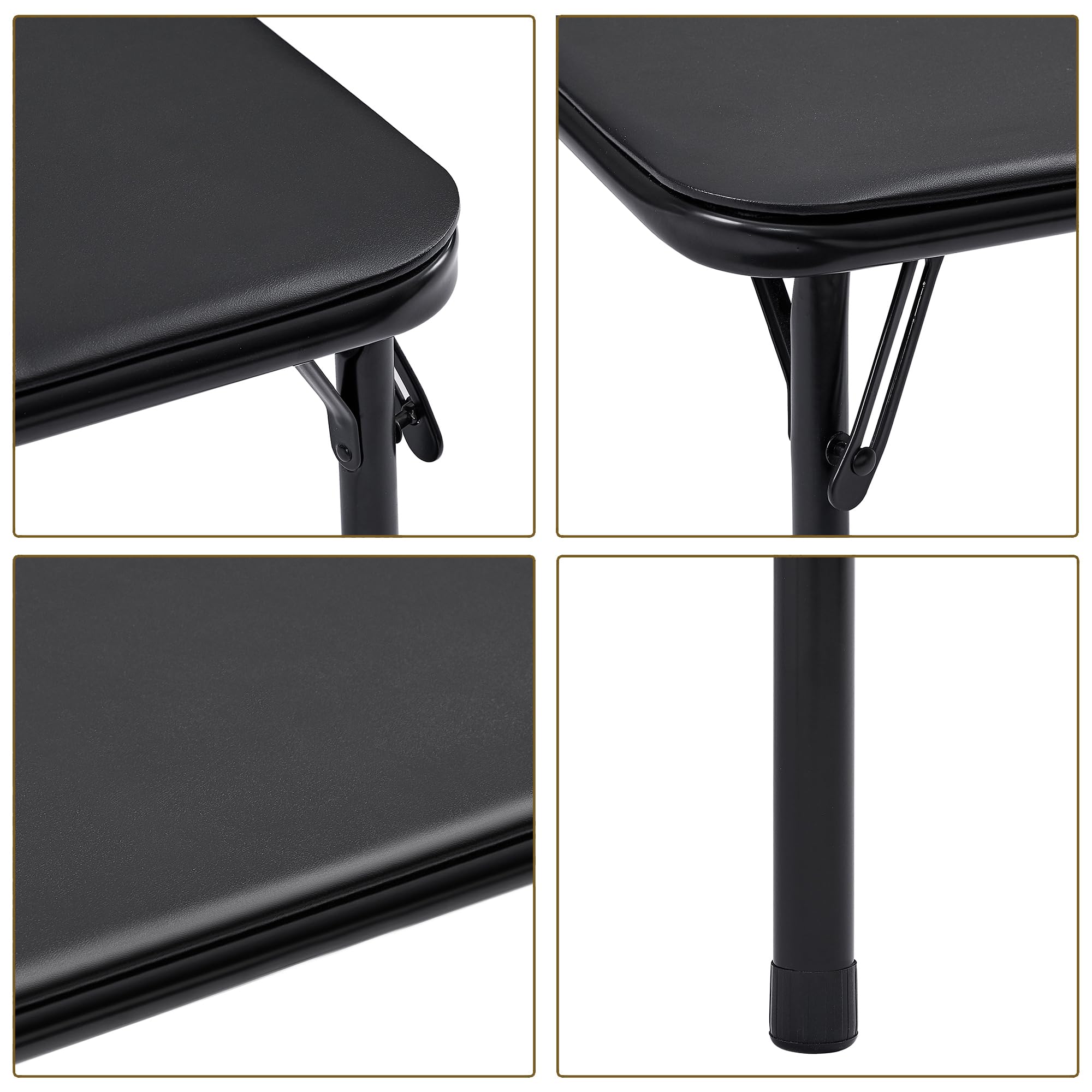 VECELO 5-Piece Folding Card Table and Chair Set - Portable Game Table with Padded Tabletop, No Assembly Required, Black - Perfect for Indoor/Outdoor Parties, Poker Nights, and Family Gatherings