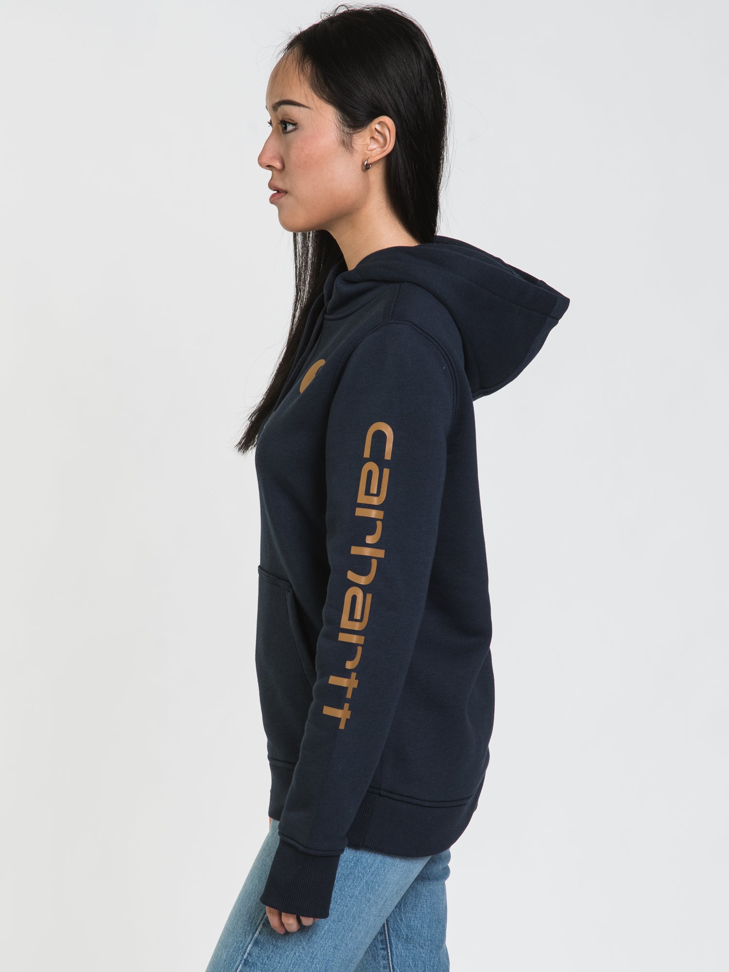 Carhartt Logo Sleeve Pullover Hoodie - Men's & Women's Heavyweight Fleece Sweatshirt for Work & Outdoor Activities | Clearance Sale