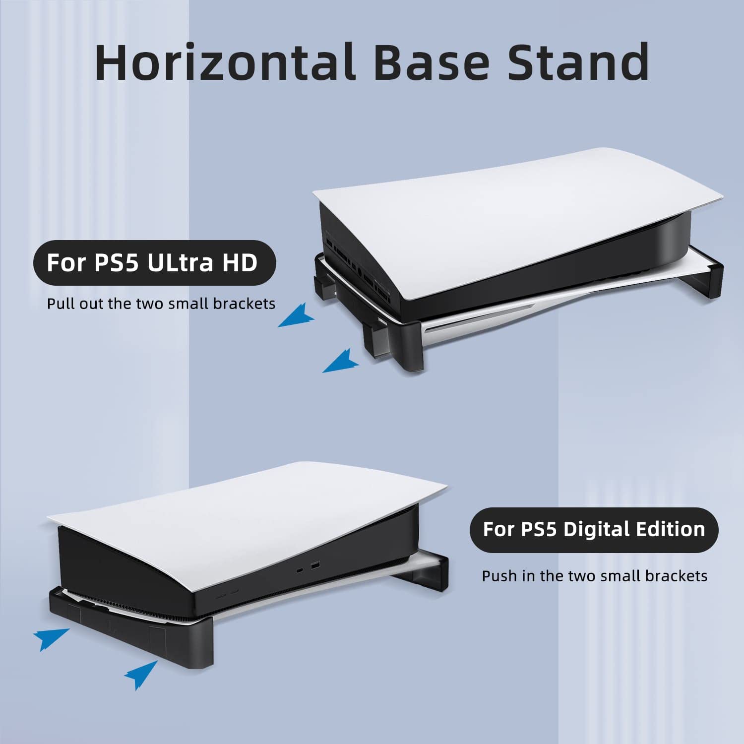 McBazel PS5 Horizontal Stand - Stable Base Stand for PlayStation 5 Disc & Digital Edition (Black) - Secure Fit, Easy Installation - Perfect for Gaming Setup & Entertainment Center (Not Compatible with PS5 Slim/Pro)