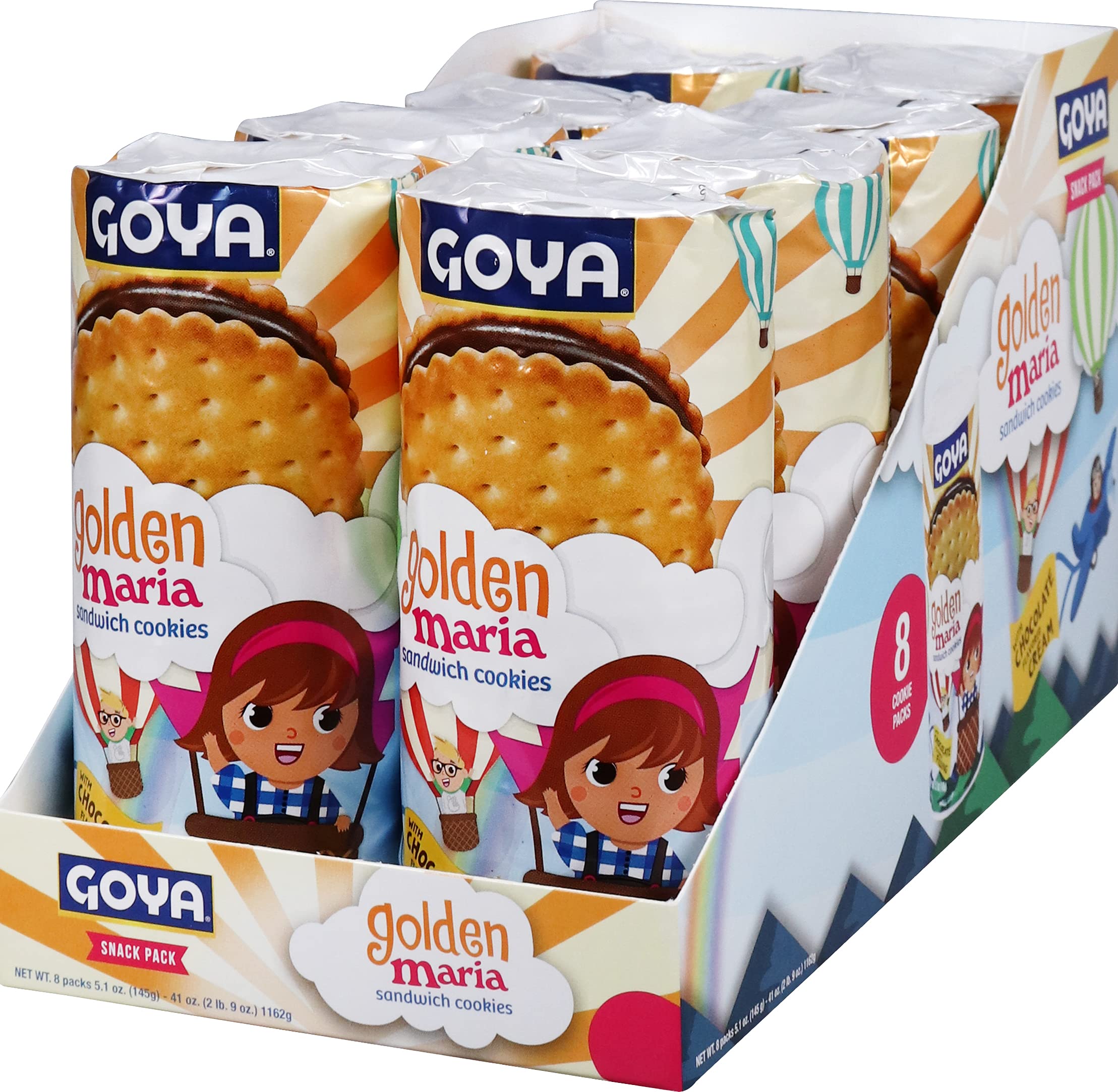 Goya Foods Golden Maria Sandwich Cookies - 5.10 Oz (Pack of 8) - Delicious Tea Biscuits for Snacking, Breakfast or Party Treats