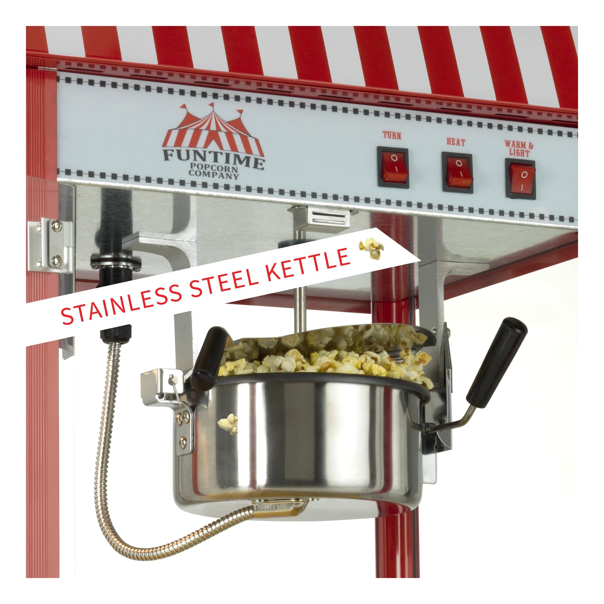 Funtime FT8000CP Commercial Popcorn Maker Machine - 8 oz Capacity, Red - Perfect for Movie Nights, Parties, and Concession Stands