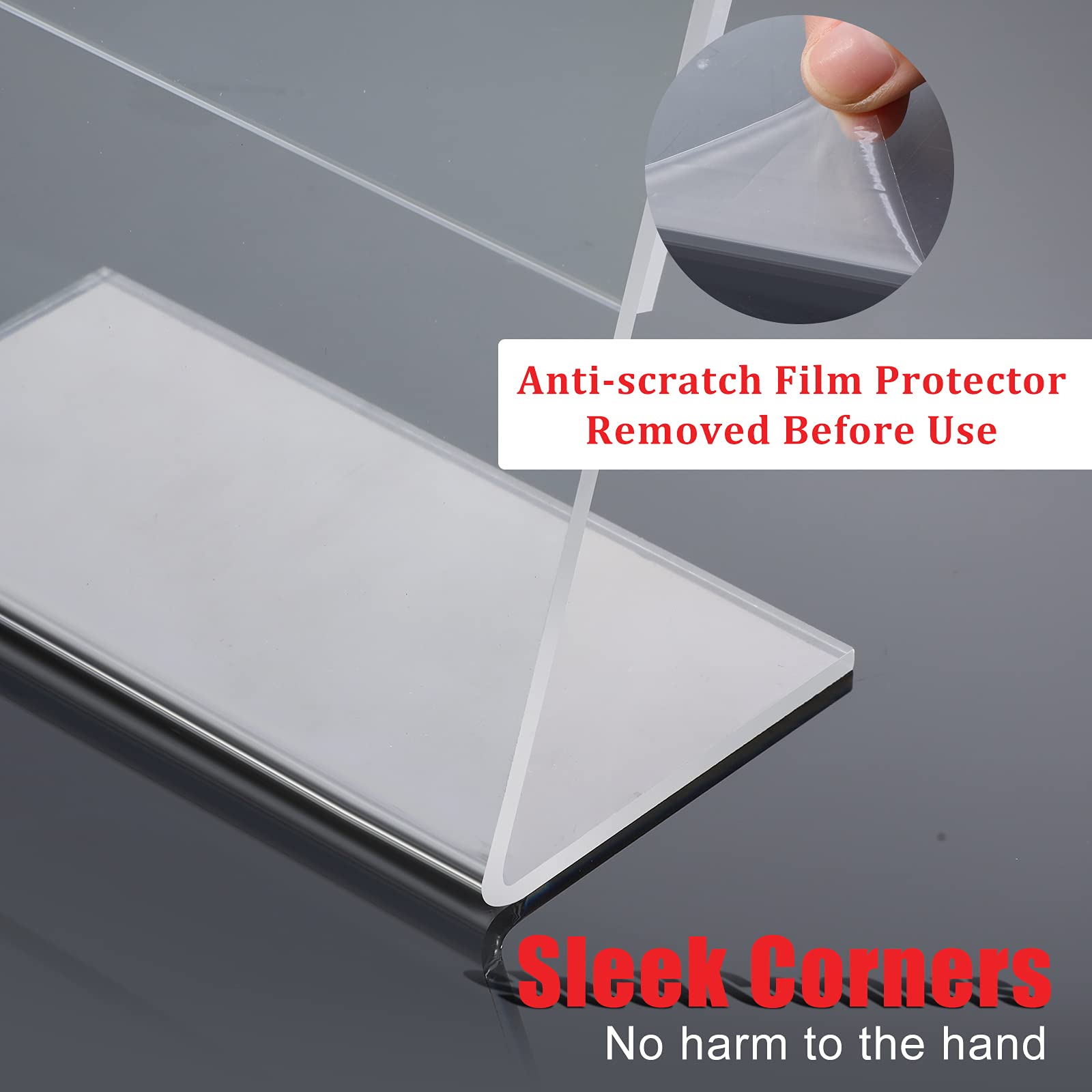 20 Pack 4x6 Inch Clear Acrylic Tabletop Sign Holders - Slanted Menu & Flyer Display Stand for Restaurants, Hotels, Stores & Office Use - Perfect for Tabletop Menus, Promotions & Information Displays