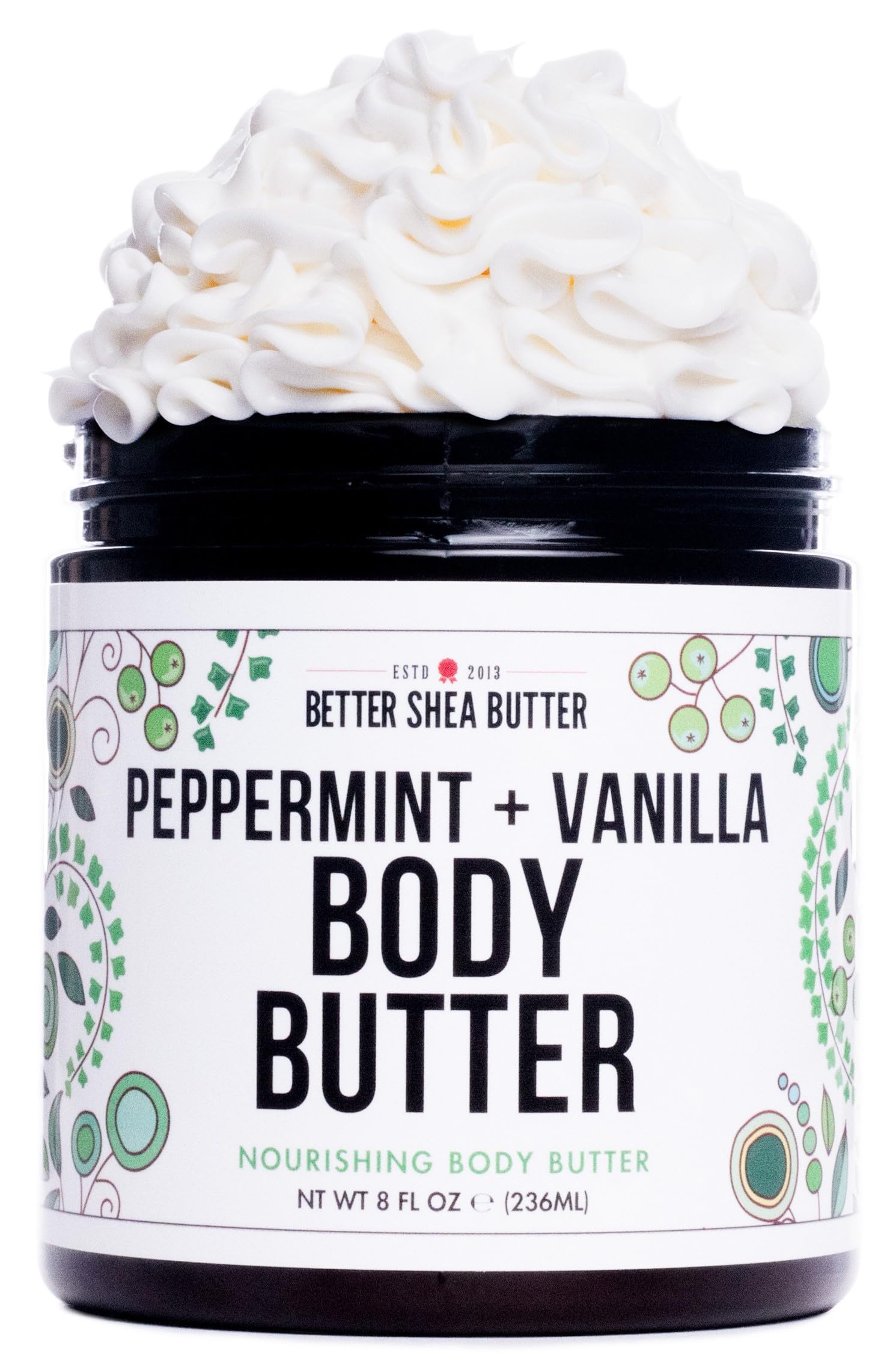 Peppermint Vanilla Body Butter for Women - Natural Shea Butter & Jojoba Oil Moisturizer - Non-Greasy Whipped Lotion for Dry Skin - Vanilla Scented Peppermint Cream - Perfect for Winter Hydration & Spa Nights