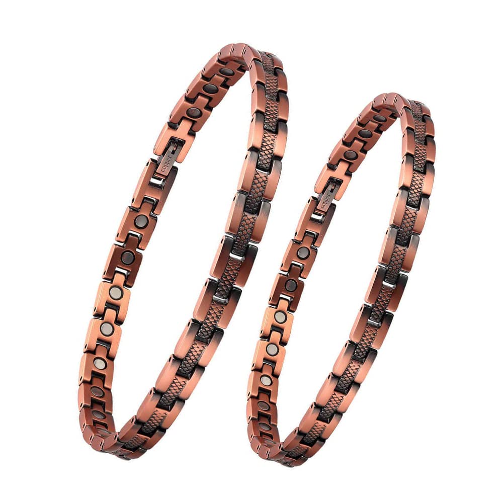 Copper Magnetic Anklet Bracelet for Women - Arthritis Pain Relief Therapy, Vintage Pure Copper Ankle Bracelet - Health & Wellness Gift (Bracelet + Anklet Set) - Perfect for Daily Wear, Joint Pain Relief & Fashion Accessory