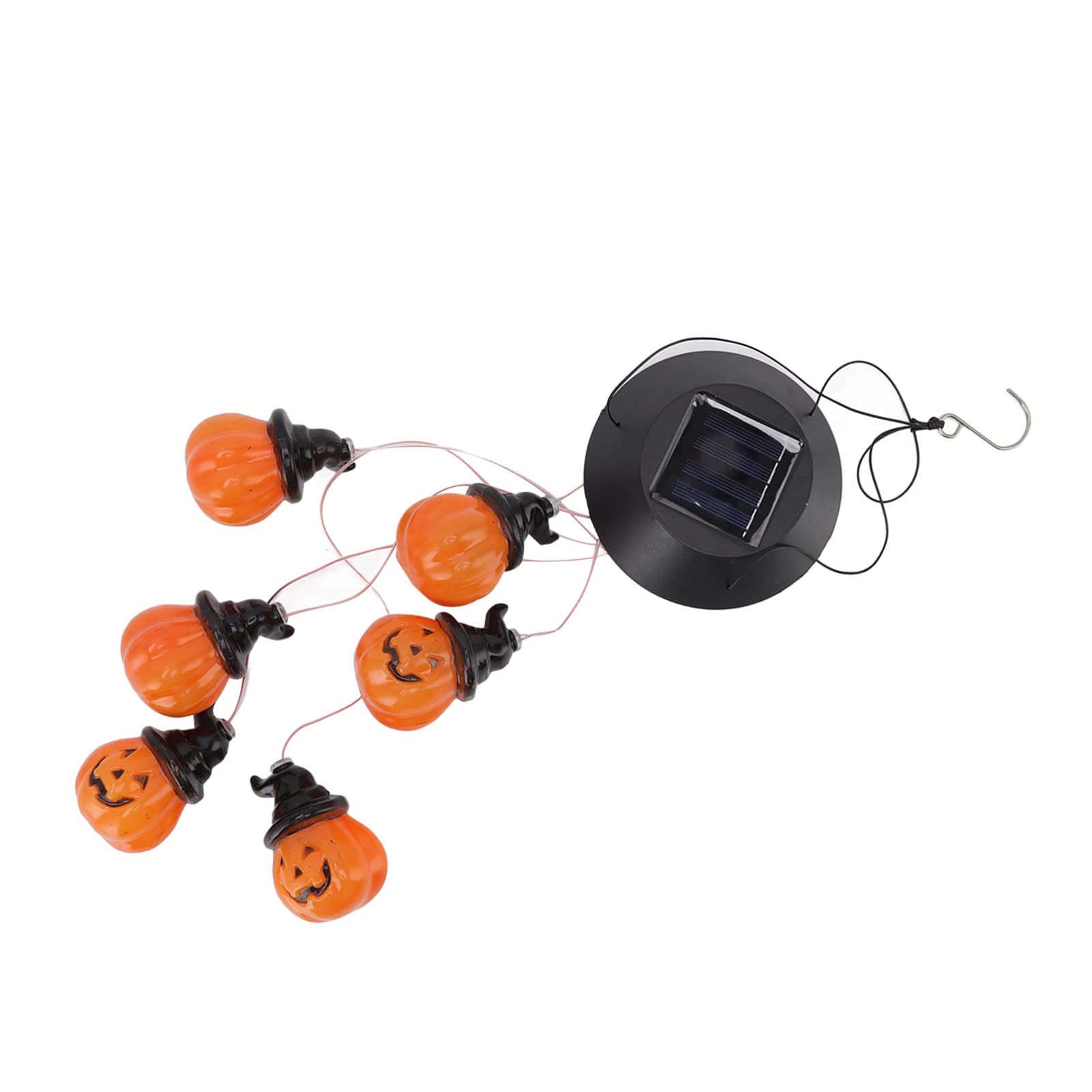 Pwshymi Halloween Pumpkin String Lights - Solar Powered RGB Color Changing Outdoor Lights with Iron Hook for Halloween Decorations, Parties, and Garden