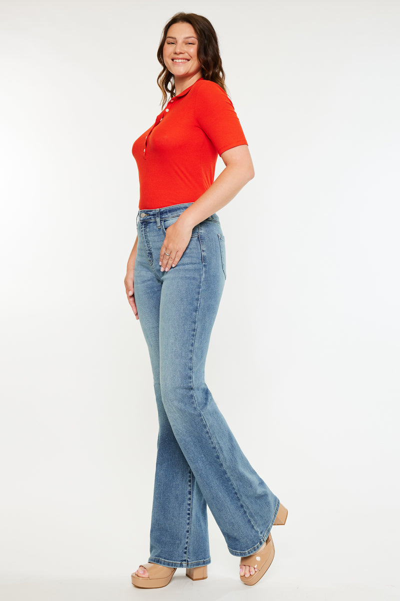 Dulce High Rise Wide Flare Jeans for Women - Curvy Fit Stretch Denim Pants, Comfortable & Flattering Bootcut Jeans for Casual Wear and Night Out