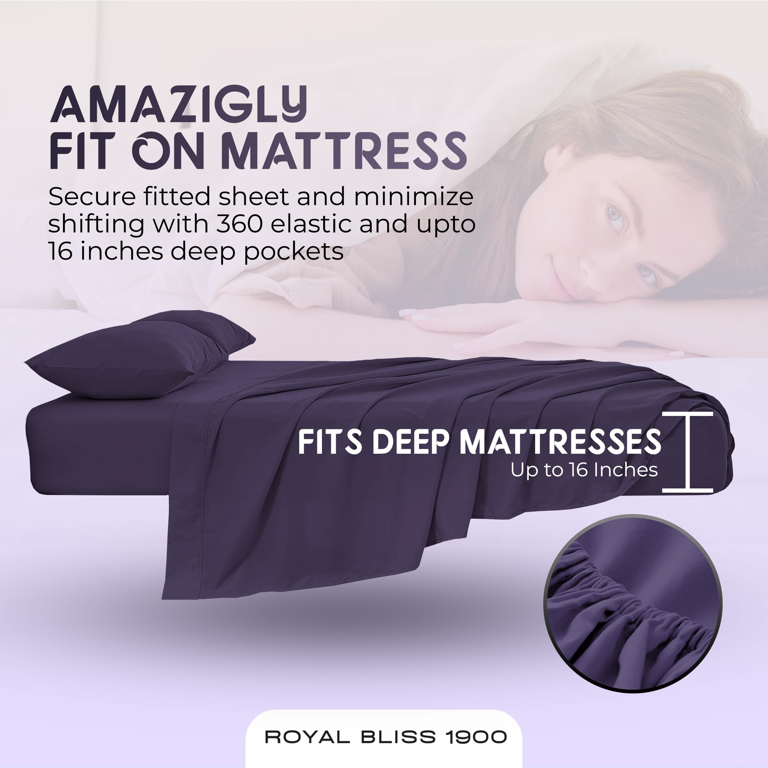 Split California King Sheets Set - 5 Piece Adjustable Bed Sheets for Split Cal King Beds | Soft Breathable Fabric | Perfect for Adjustable Beds, Sleep Number Beds & Couples with Different Sleeping Preferences (Plum)