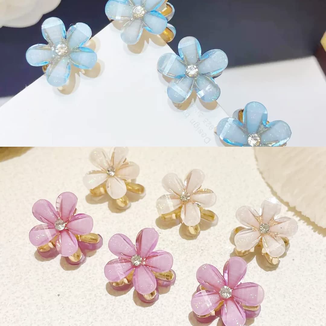 15 Pack Cute Flower Hair Clips with Pearls - Women's Hair Barrettes & Mini Hair Pins for Girls - Non-Slip Tiny Hair Claw Clips for Thin & Thick Hair - Perfect for Weddings, Parties & Daily Hair Accessories