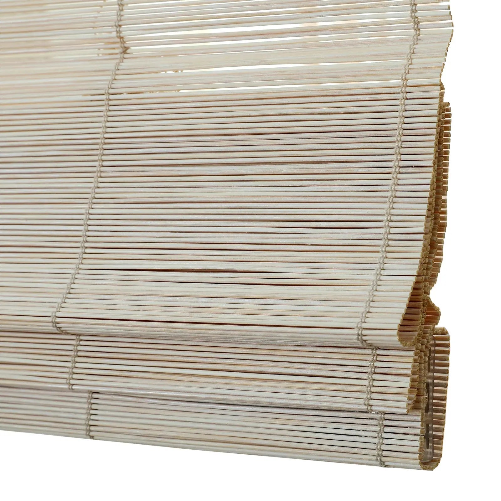 Sybil Bamboo Roman Shade - Pearl White | Natural Eco-Friendly Window Treatment for Living Room & Bedroom | Light Filtering & Privacy Solution