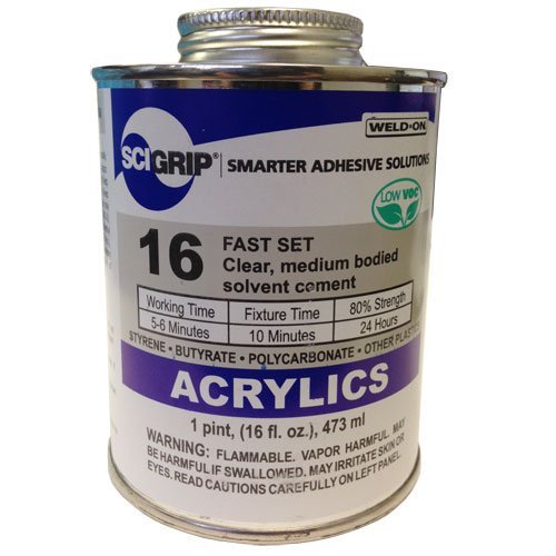 Weld-On 16 Acrylic Cement - 1 Pint (10-Pack Case) - Fast Bonding Adhesive for Acrylic Plastic Sheets - Perfect for DIY Projects, Aquariums, and Sign Making