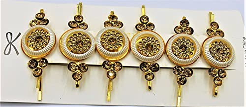 AB Beauty House Barrettes Hair Clips for Women & Girls - 6 Pack Pearl Design Hairpins with White Stones | Perfect for Weddings, Parties & Everyday Styling