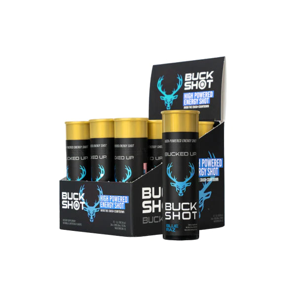 Bucked Up Buck Shot Energy Drink - 12 Pack (59ml Each) | Pre-Workout & Focus Booster for Gym, Study & Daily Energy