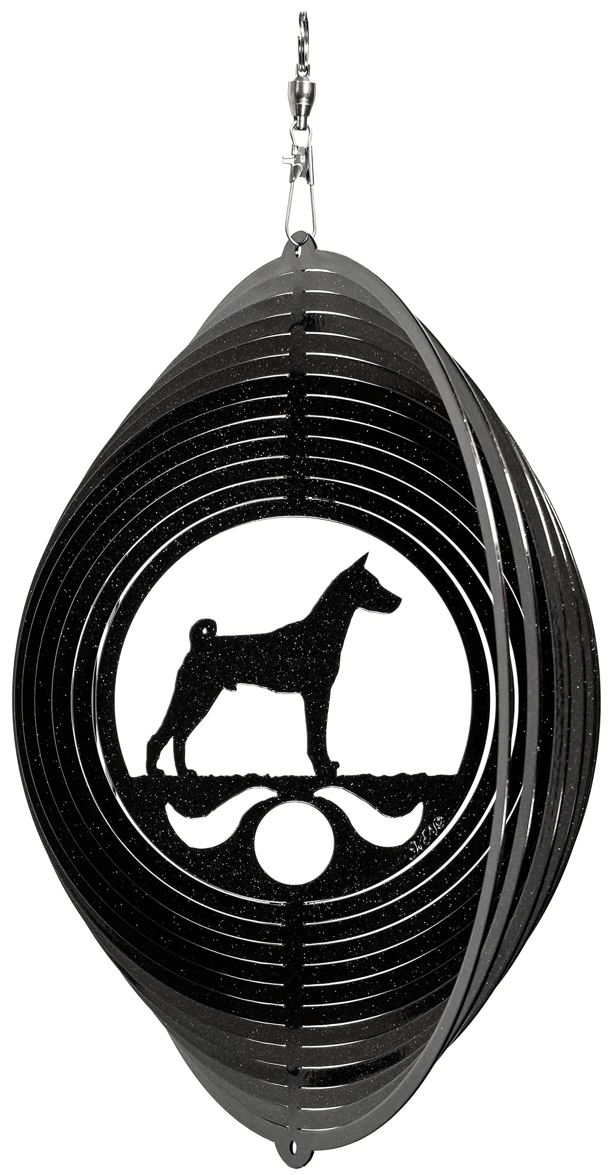SWEN Basenji Circle Swirly Metal Wind Spinner - Outdoor Garden Decor, Yard Art for Patio, Lawn & Backyard - Durable Weather-Resistant Wind Spiral for Relaxing Wind Movement