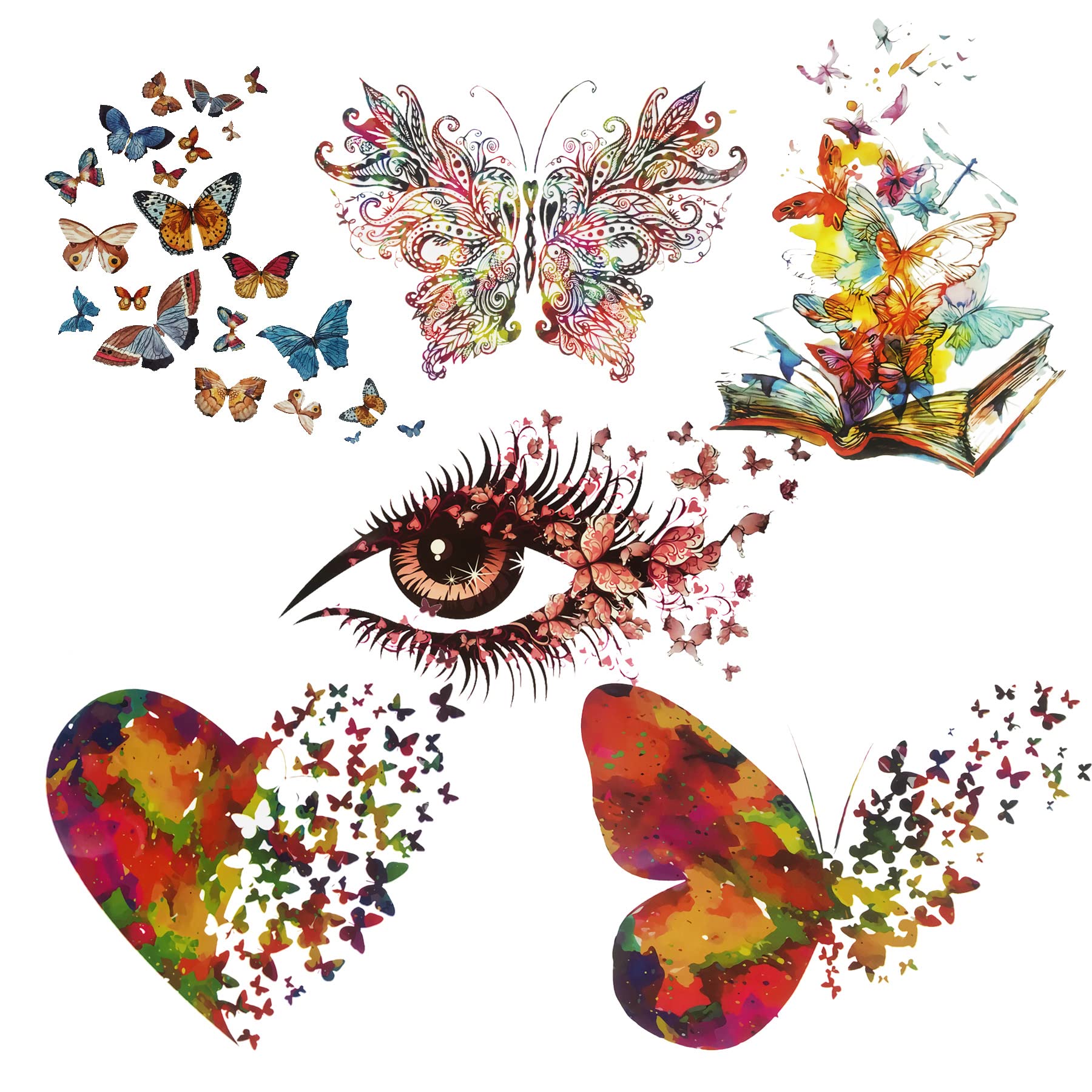 Woohome 6 PCS Colorful Butterfly Iron-On Patches - Washable Heat Transfer Decals for DIY T-Shirts, Jeans, Backpacks & Hats - Perfect for Family Clothing Customization & Kids Crafts